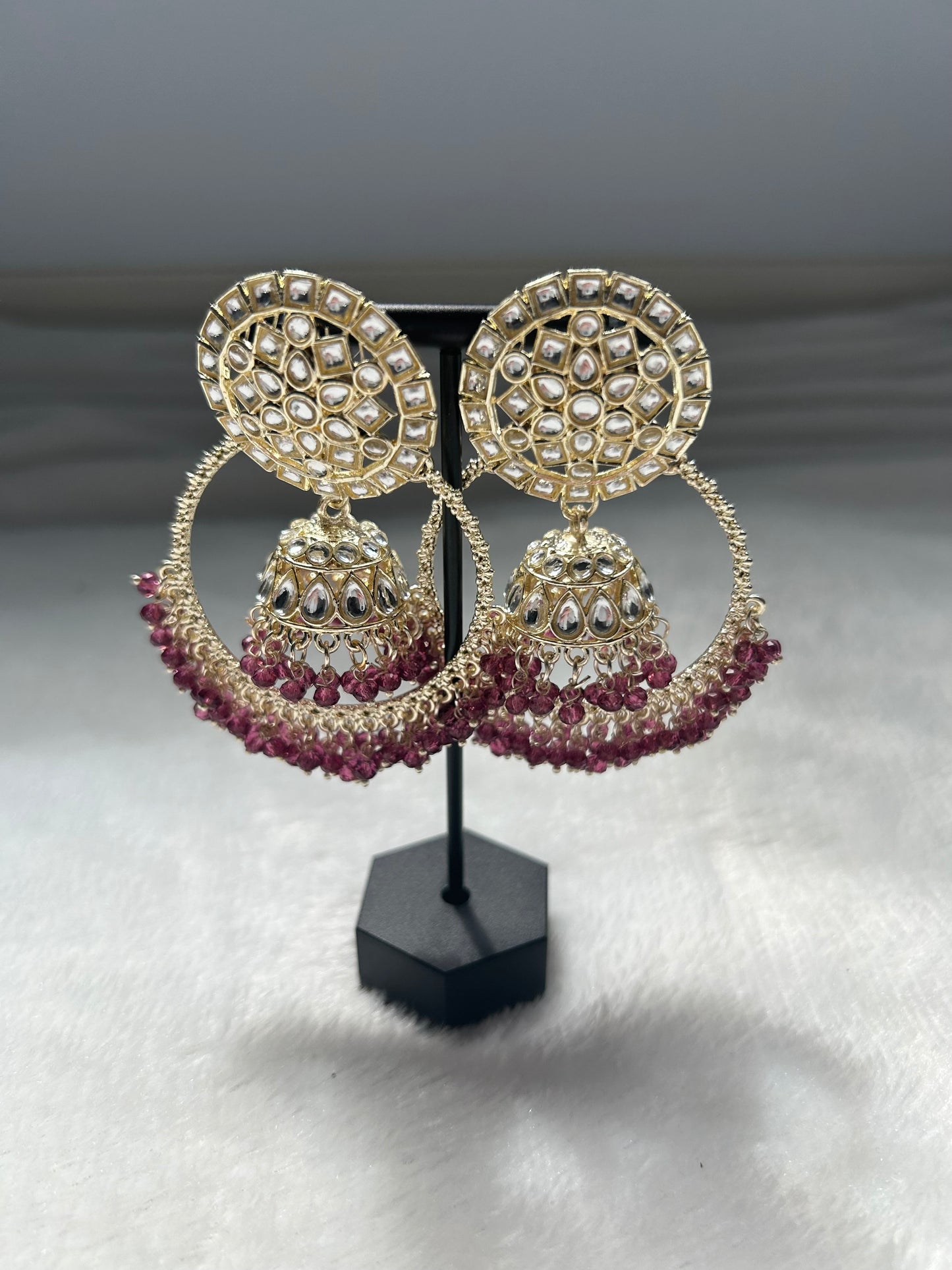 Purple Jhumki Earrings