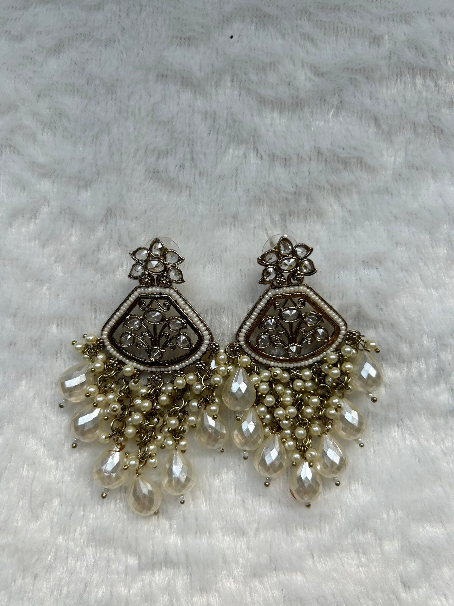 White Polki Earrings