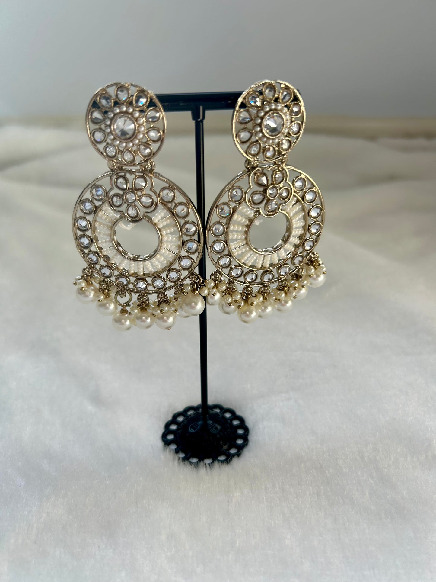 White Polki Earrings