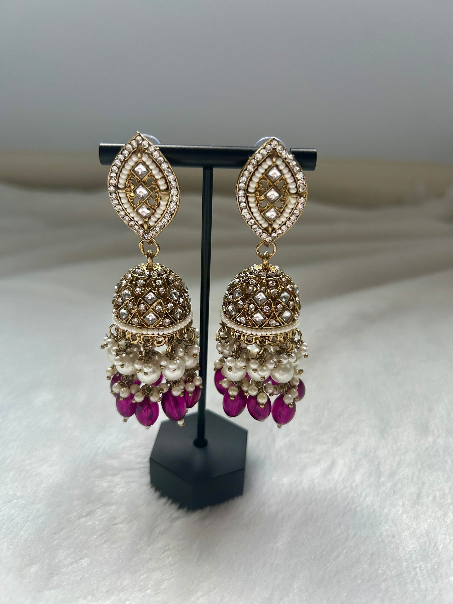 SAMPLE SALE Purple Polki Jhumki Earrings