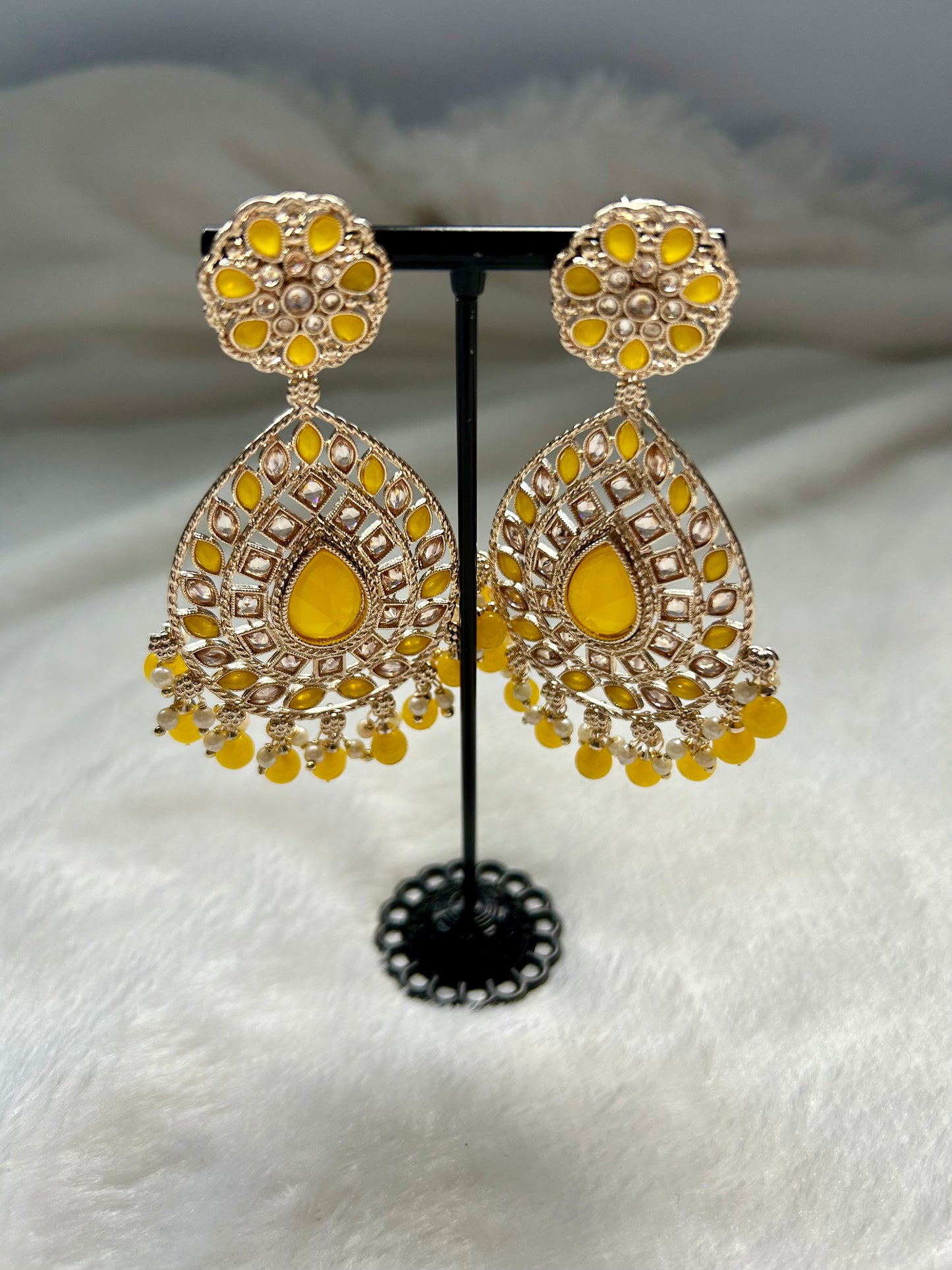 Yellow Polki Earrings