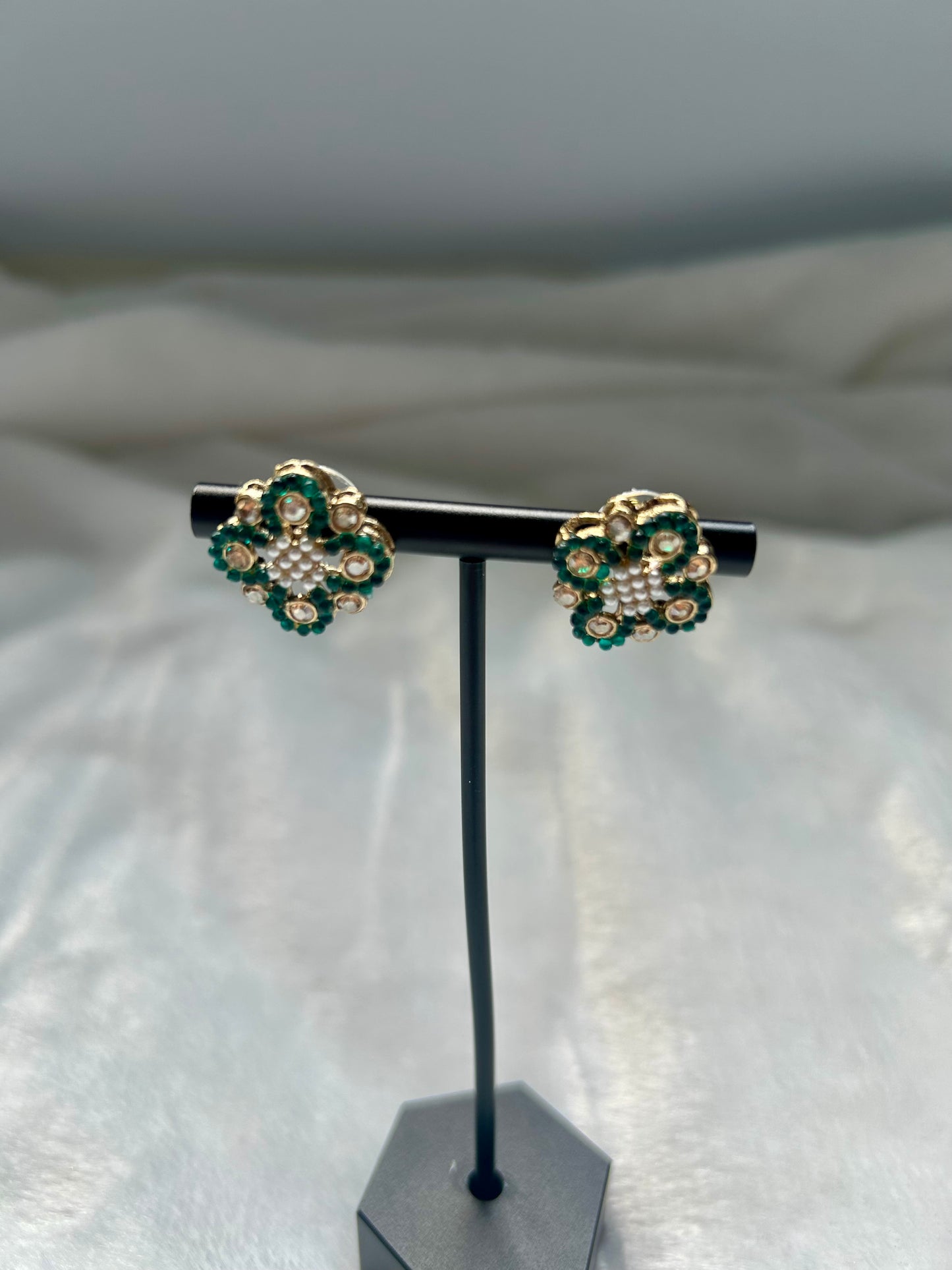 Teal Polki Studs