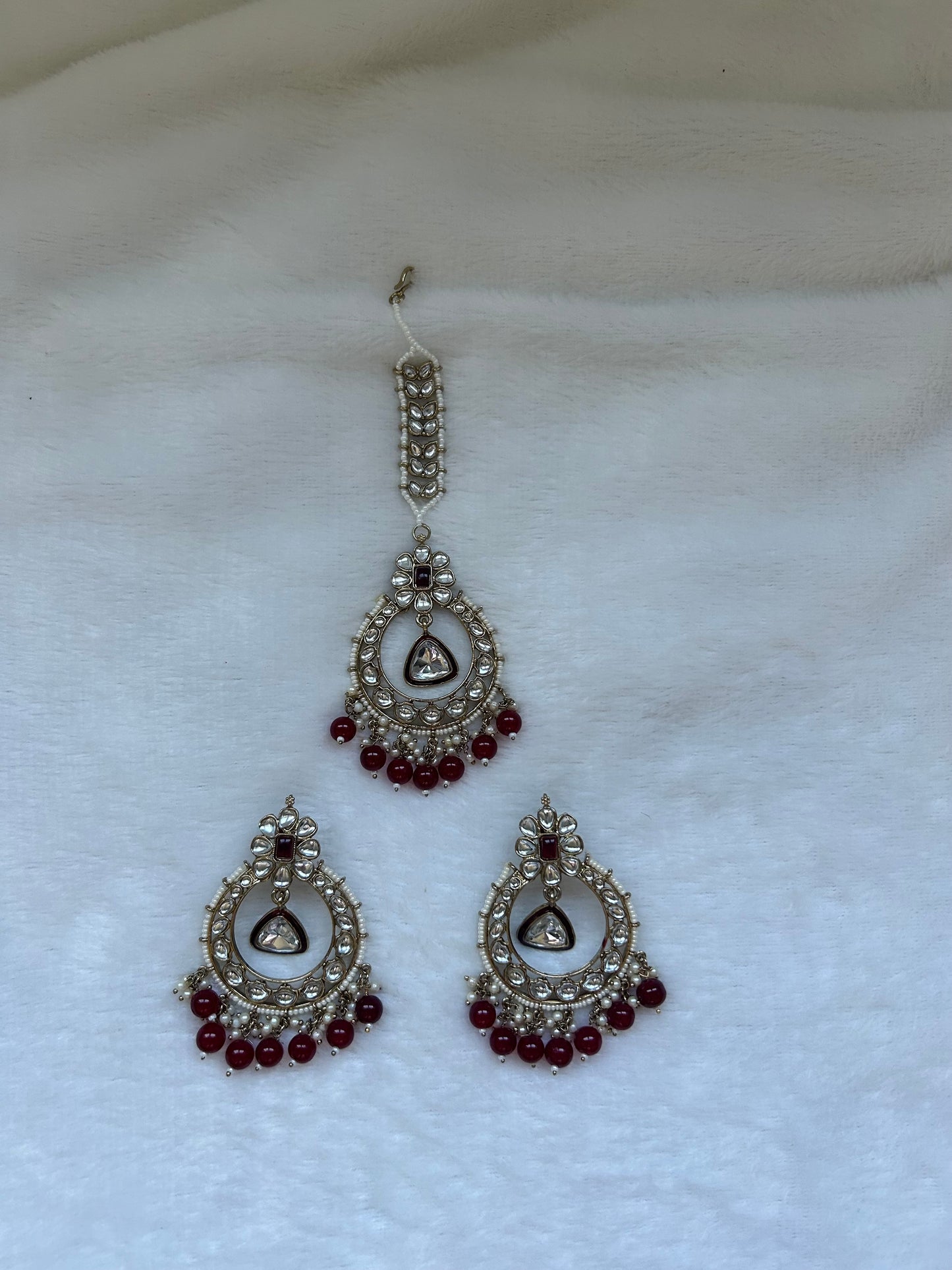 Red Kundan Tikka Set