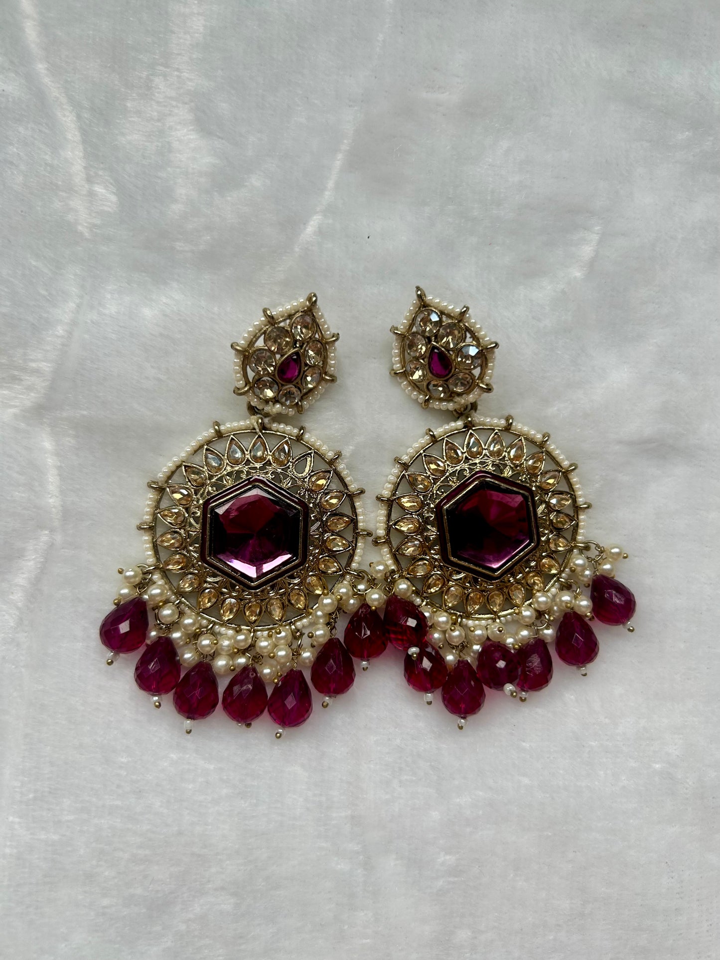 Dark Purple Kundan Earrings