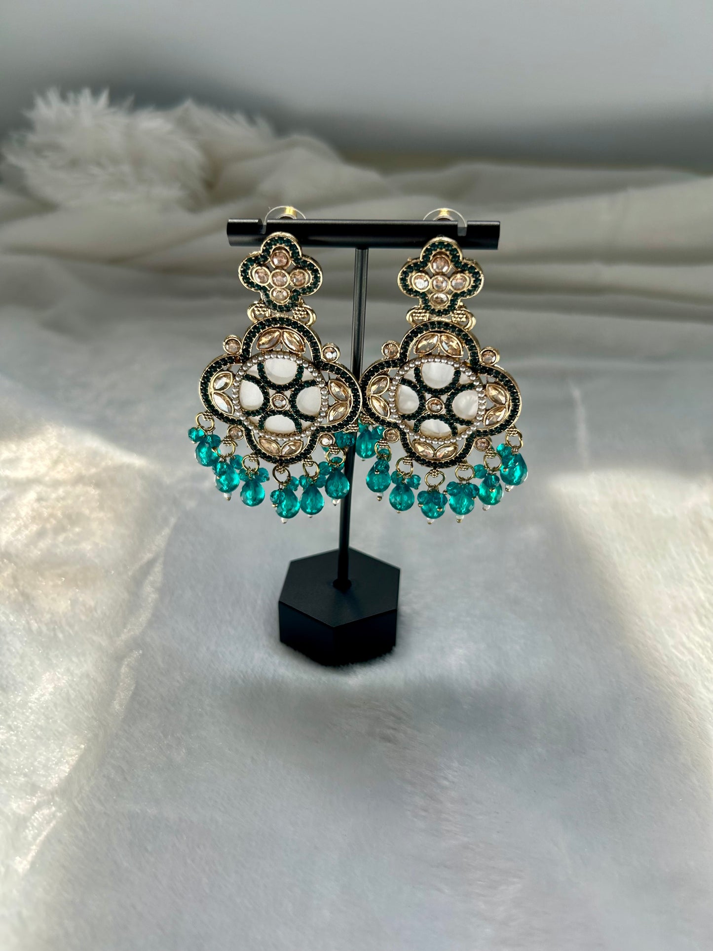 Teal Polki Earrings