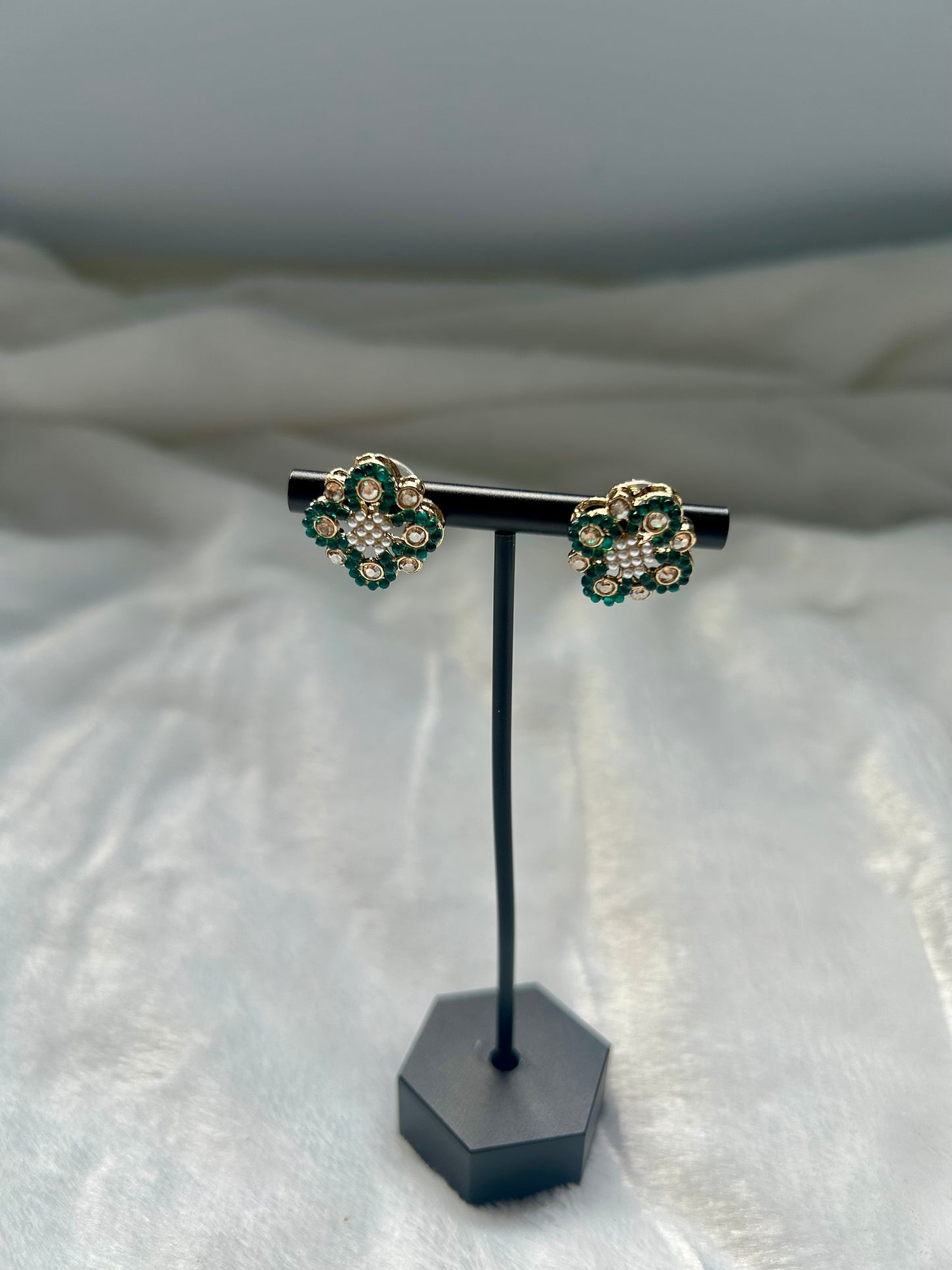 Teal Polki Studs