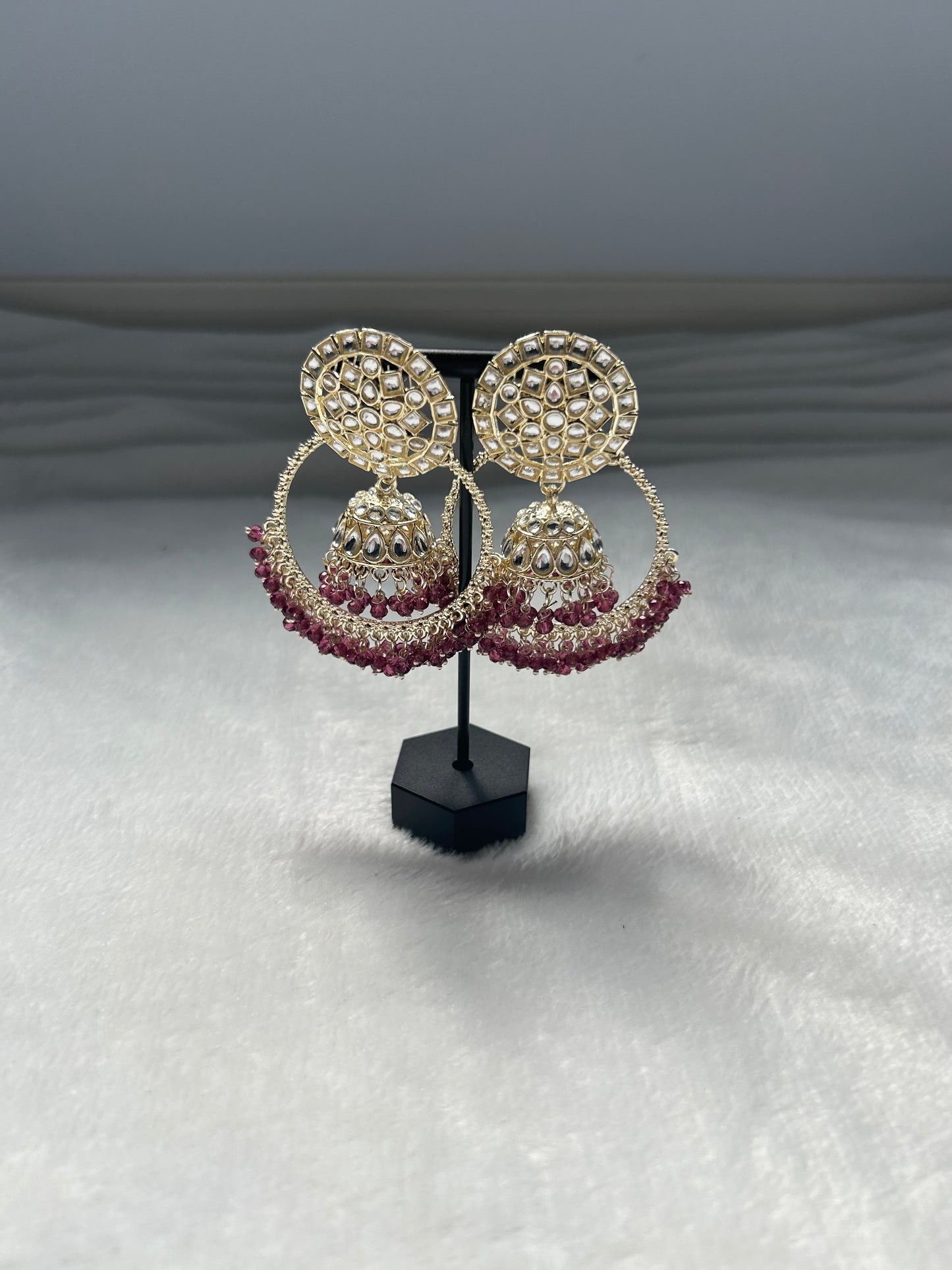 Purple Jhumki Earrings