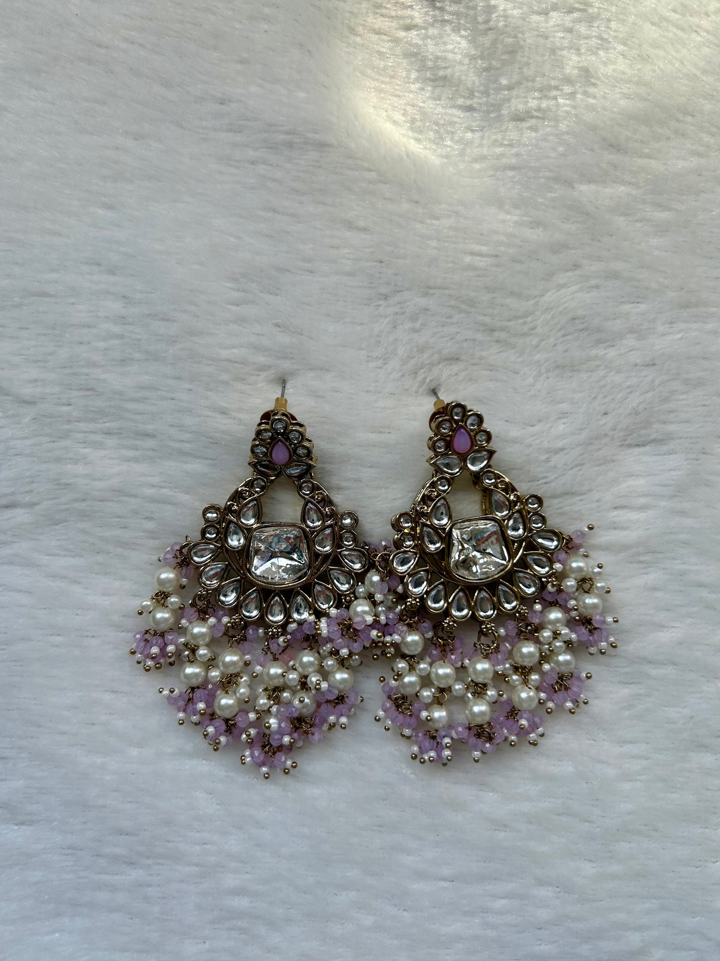 Light Purple Kundan Earrings