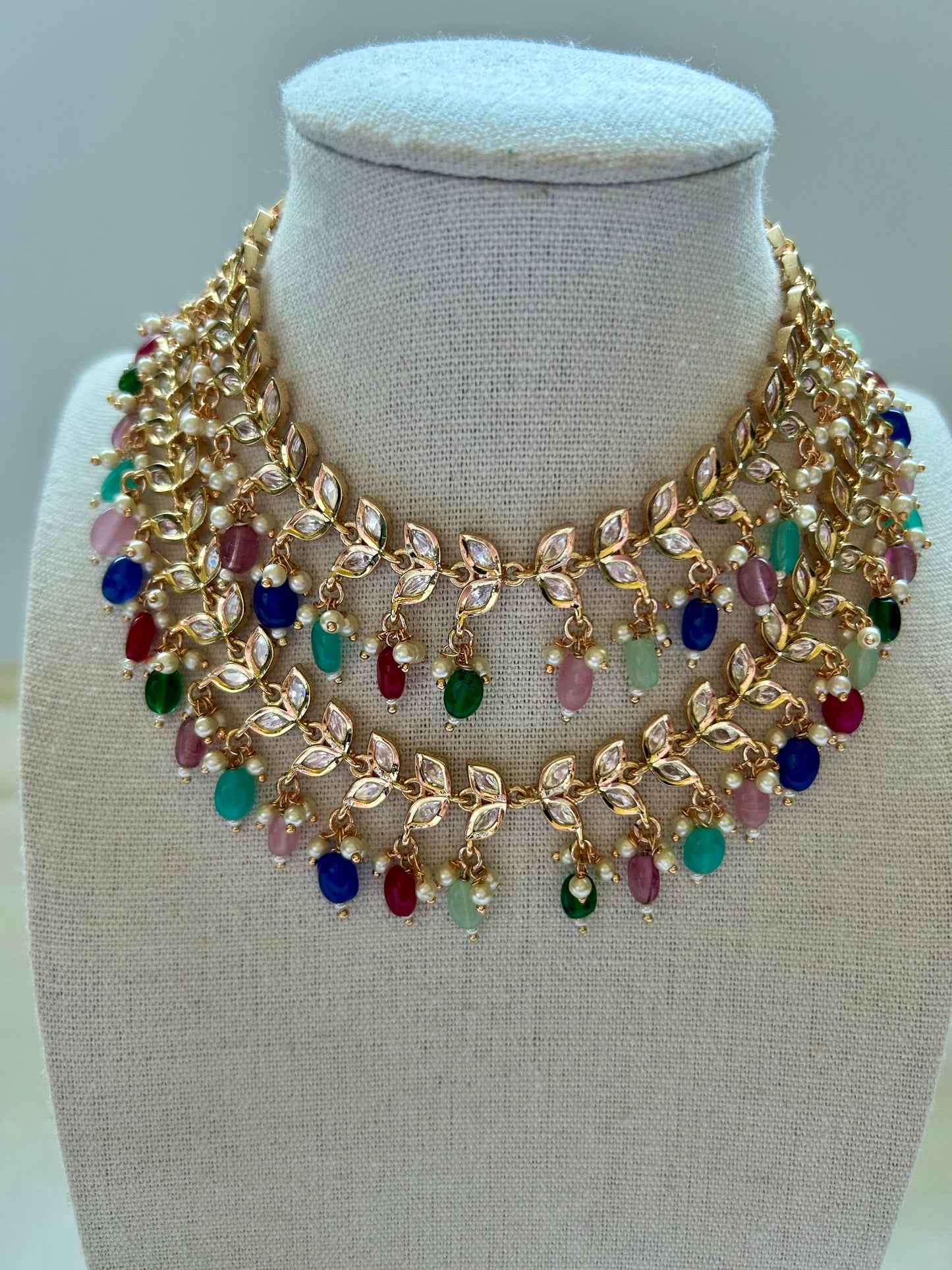 Multi Tyaani Kundan 2 Layer Necklace Set