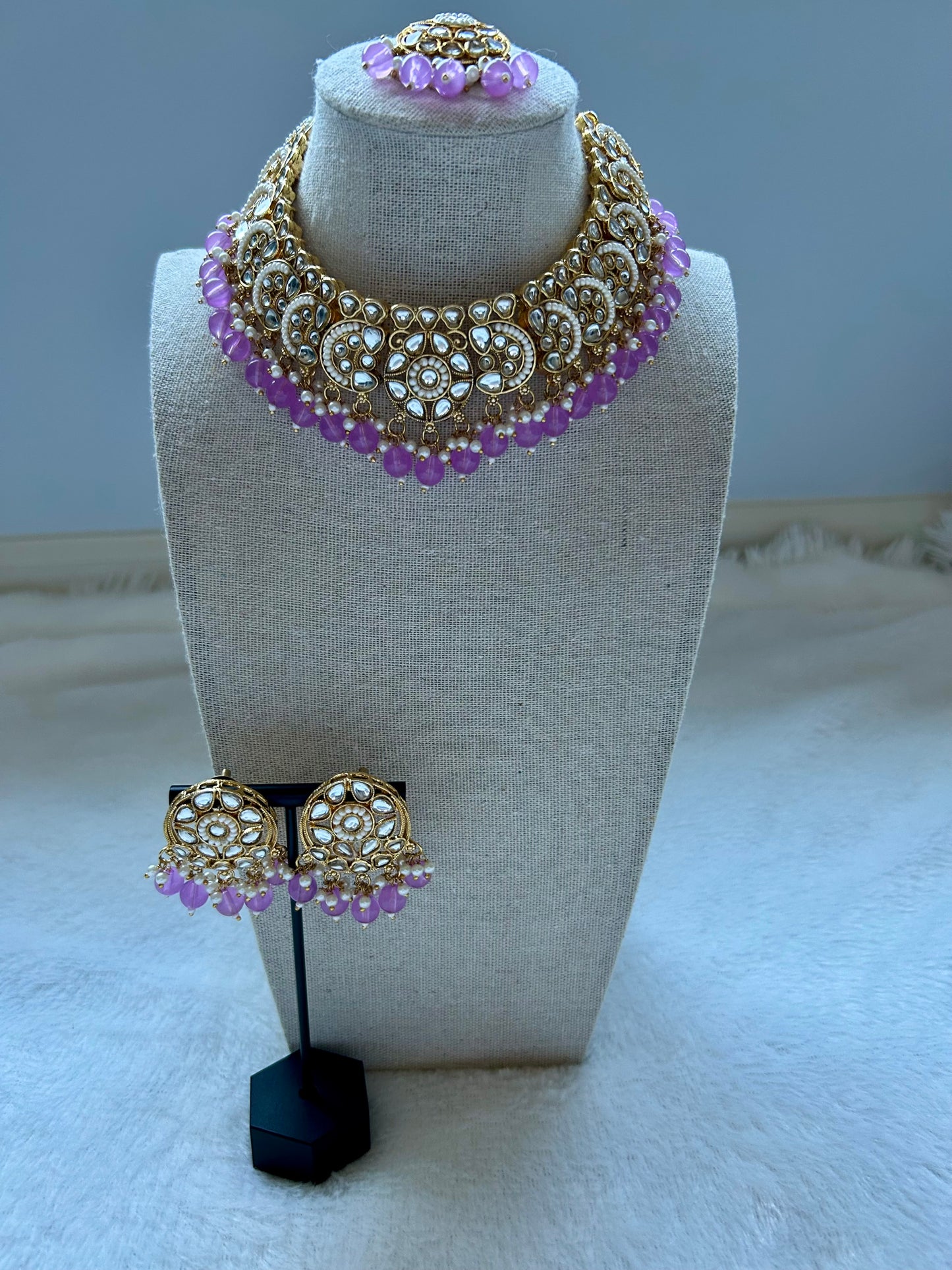 Purple Kundan Choker Set