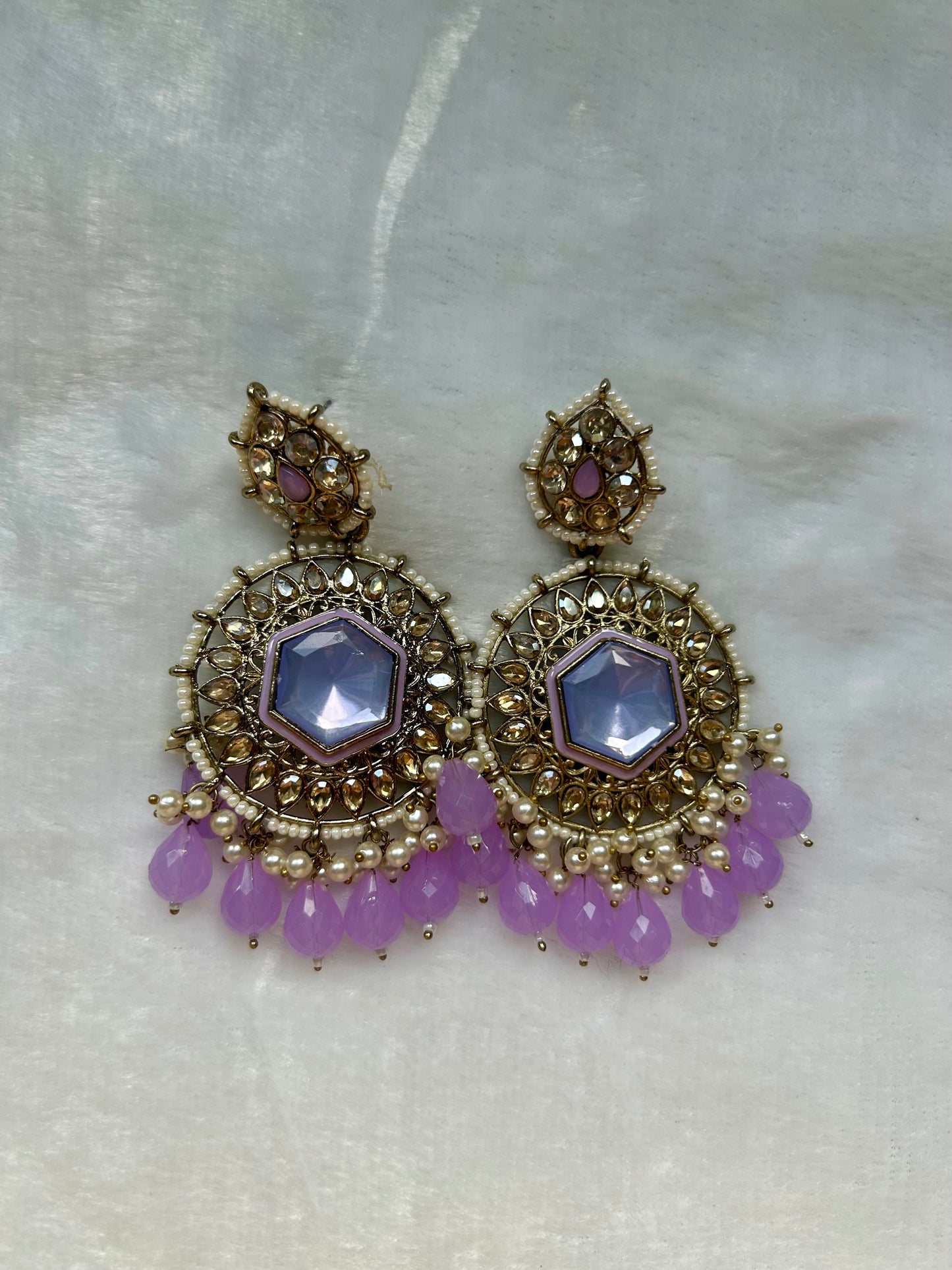 Purple Kundan Earrings