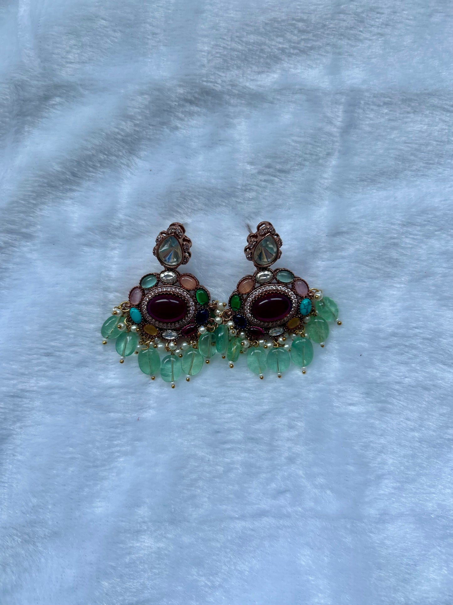 Multi Moissanite Kundan Earrings