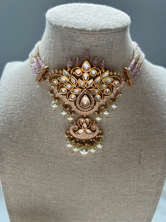 LUXE Uncut Kundan & Meenakari Choker Set