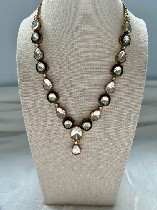 Green Uncut Kundan Necklace Set