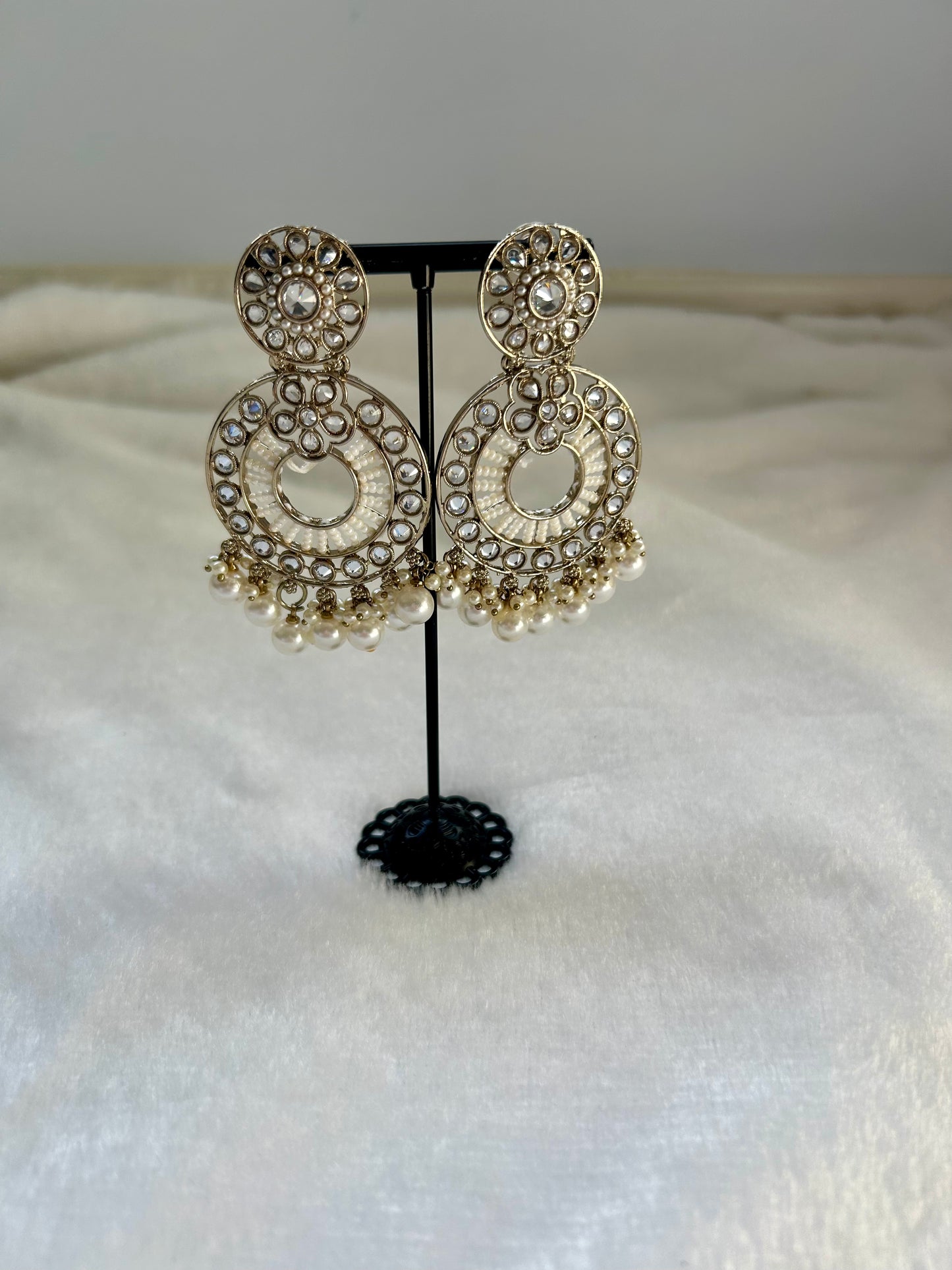 White Polki Earrings