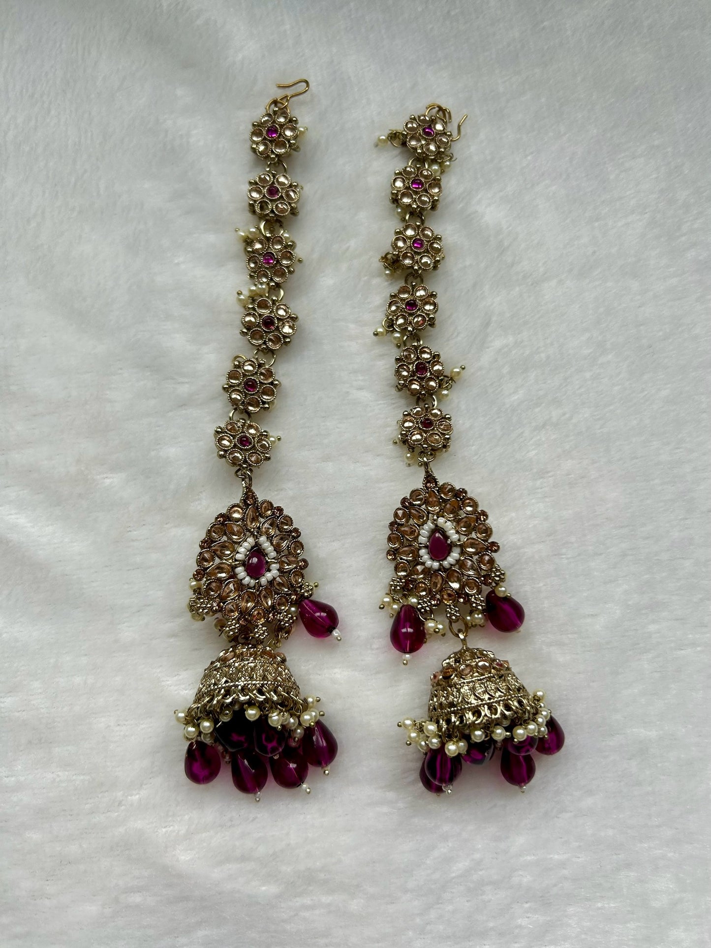 Wine Polki Sahara Earrings