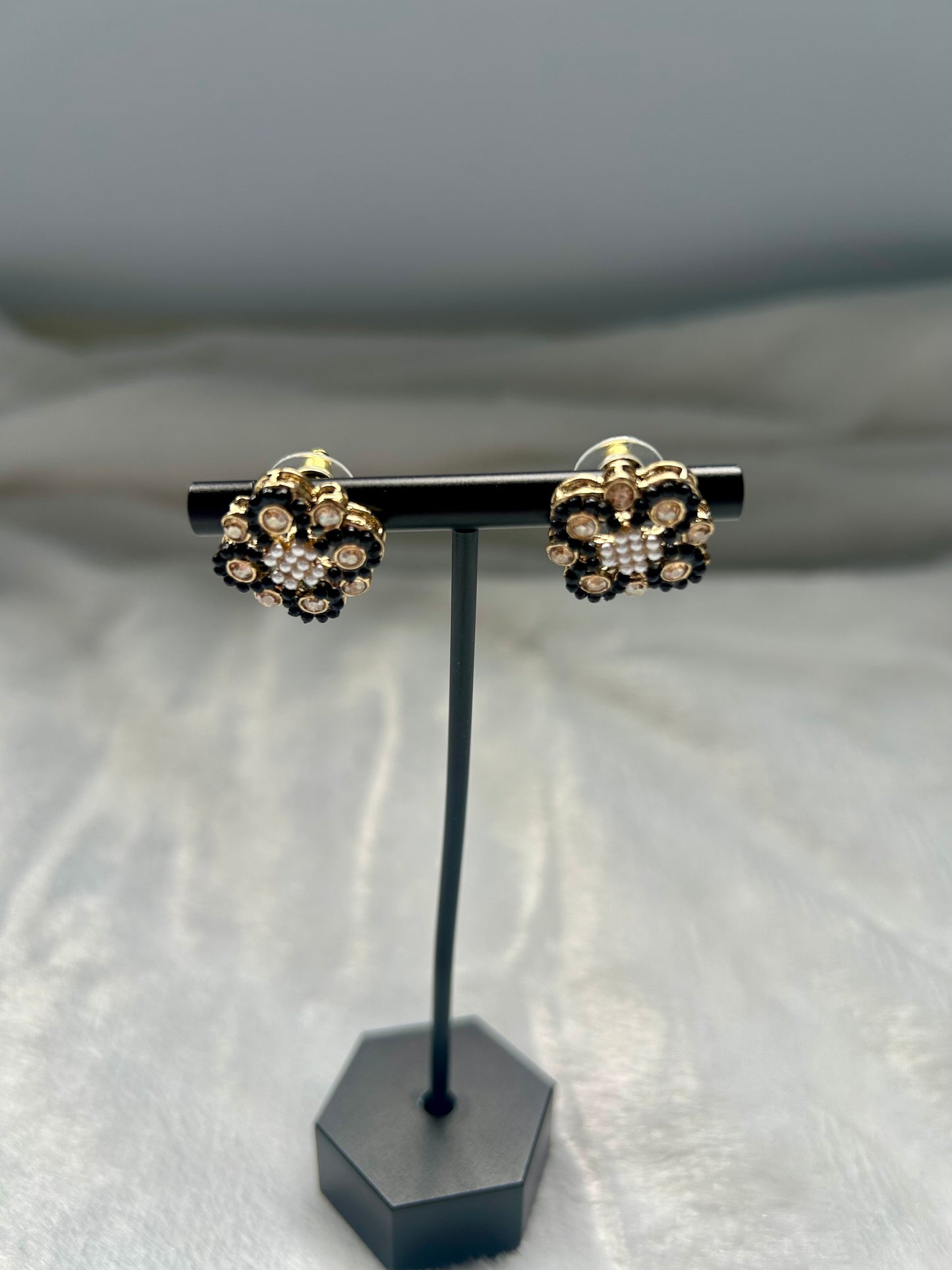Black Polki Studs
