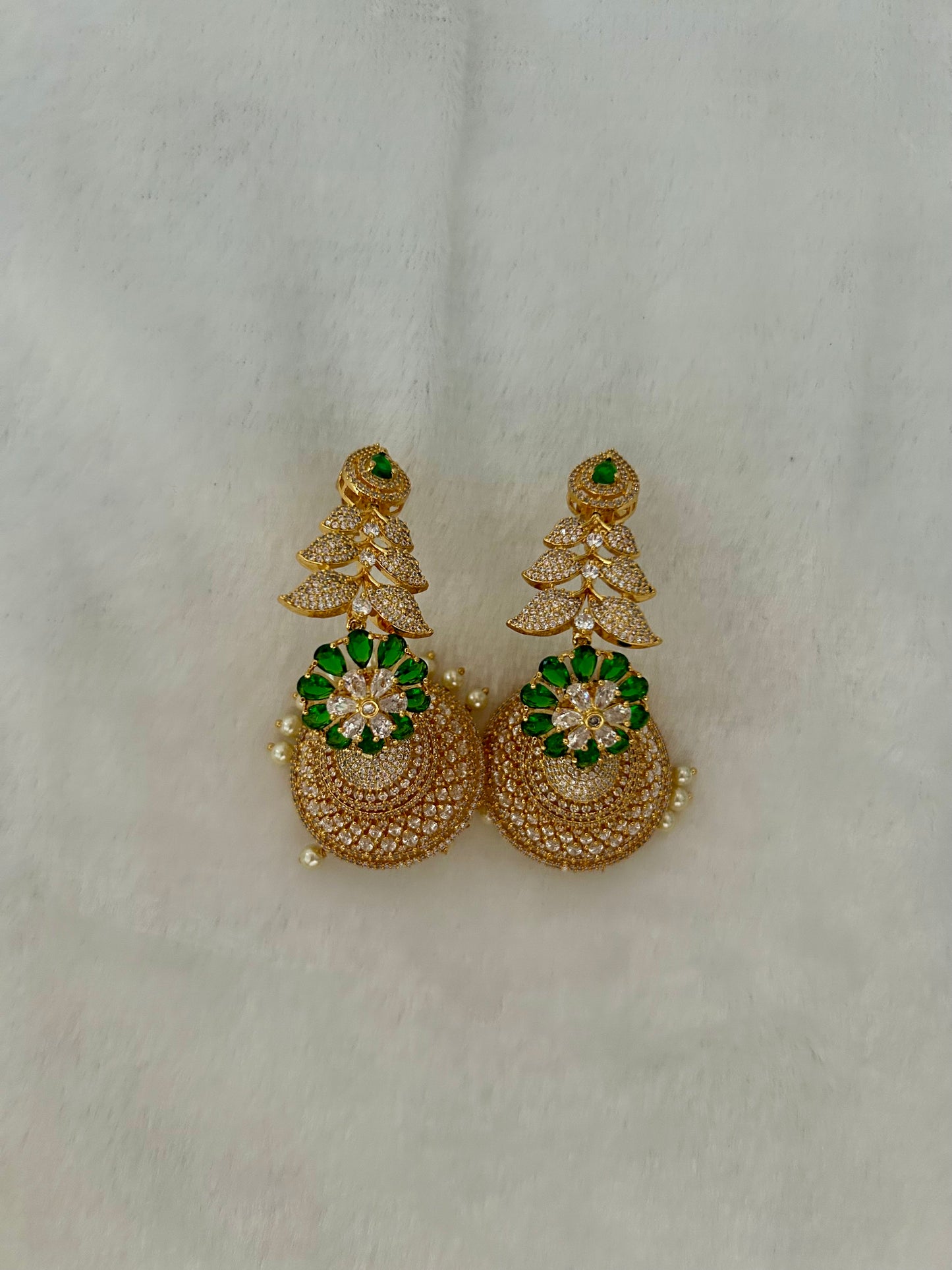 AD Emerald Green Jhumki 360 Earrings