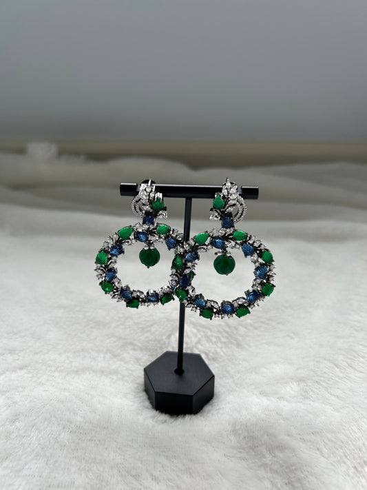 Blue & Green AD Earrings