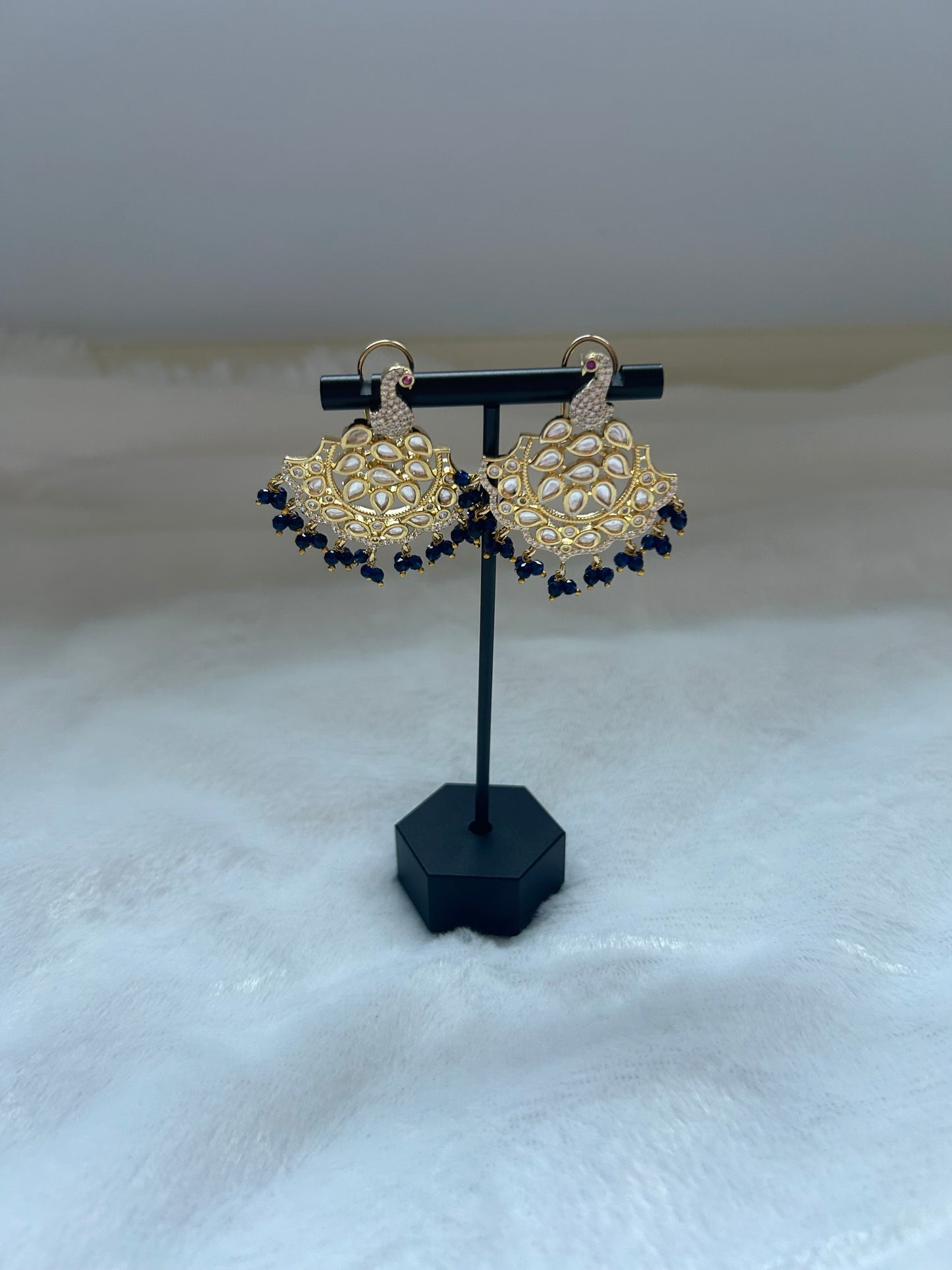 Dark Blue Uncut Kundan & AD Studs
