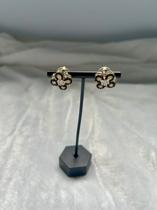 Black Polki Studs