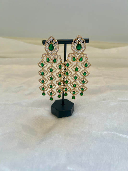 AD Emerald Green & Gold Earrings