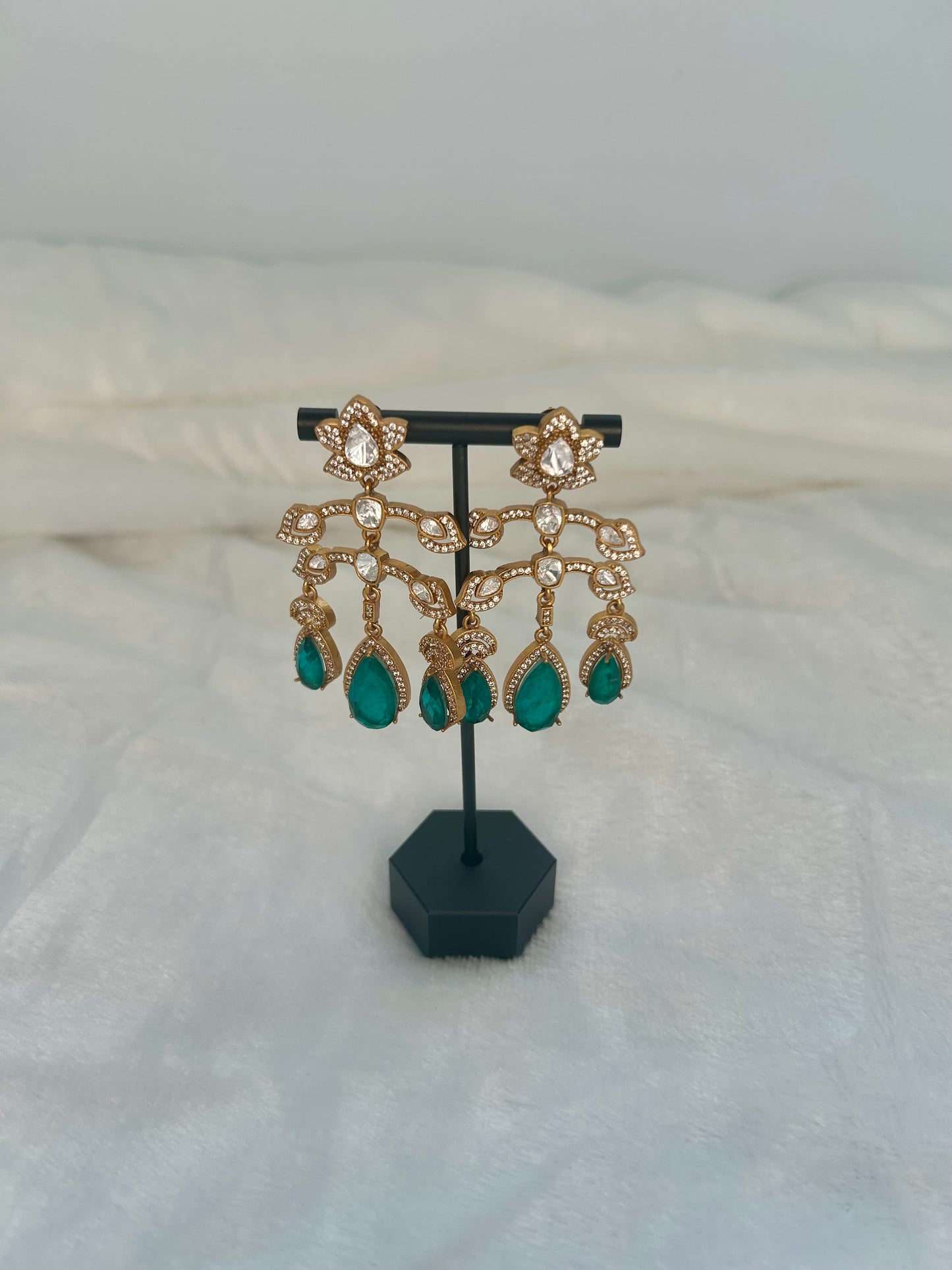 Emerald Green/ Teal Doublet Earrings