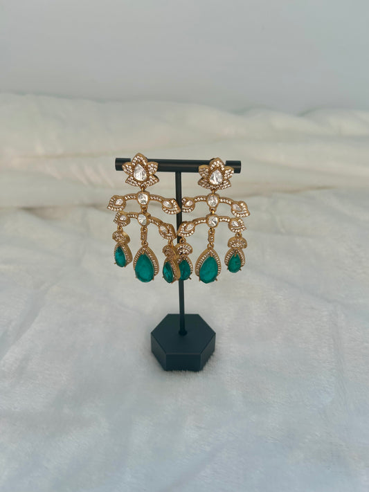 Emerald Green/ Teal Doublet Earrings