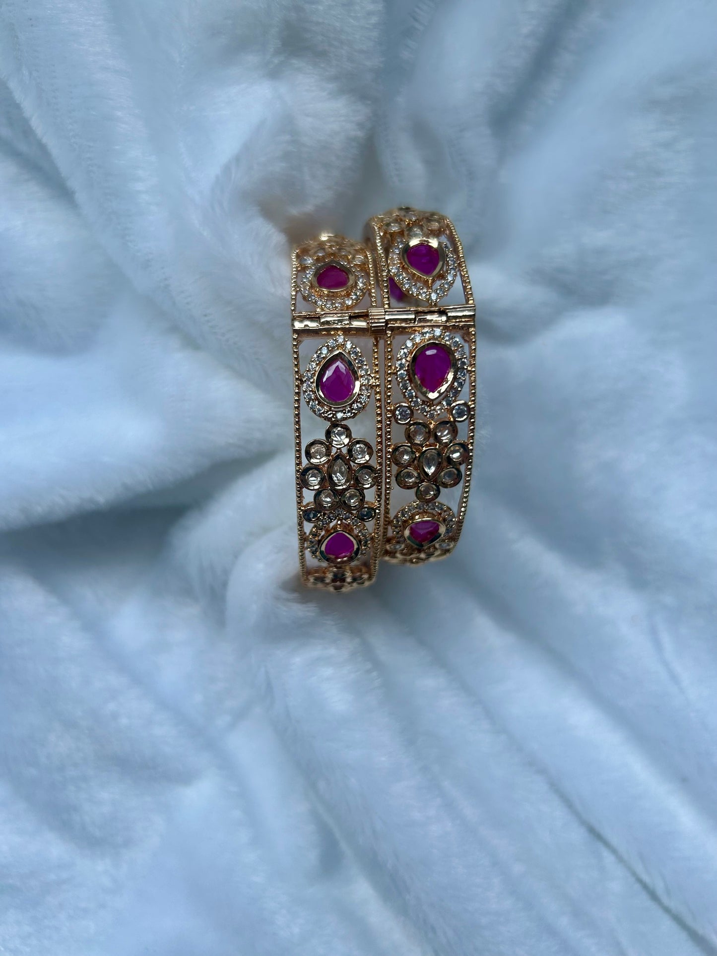 SIZE 2.8 Ruby Moissanite Kundan Bangles