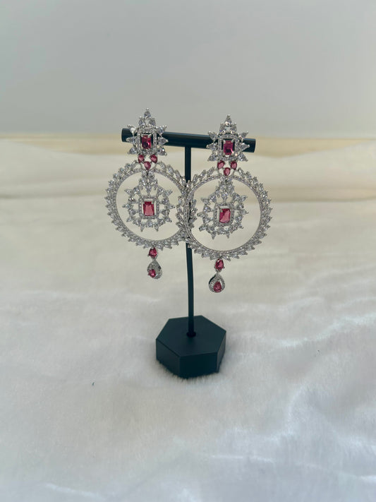 AD Red Chandbali Earrings