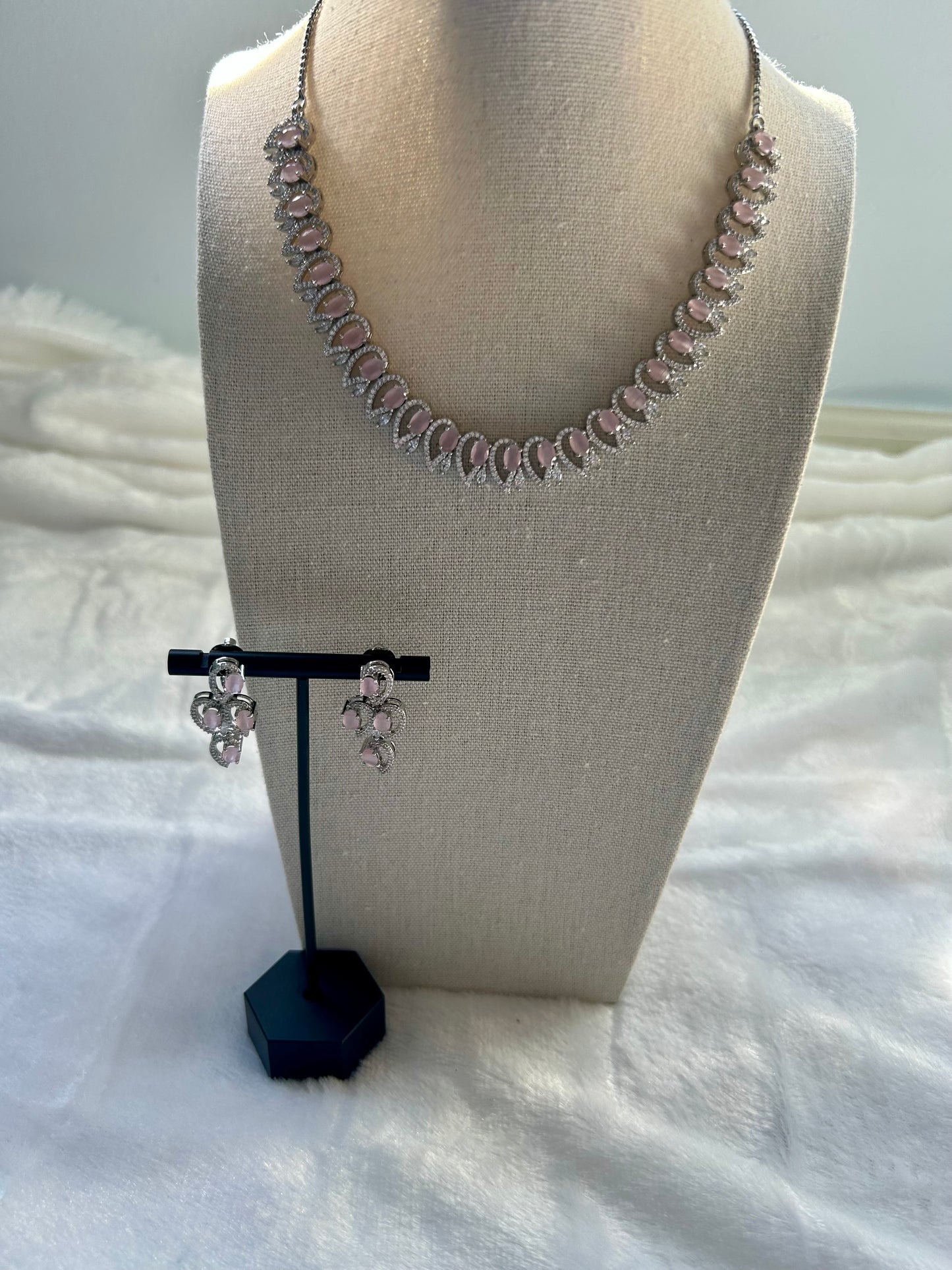 Pink CZ Necklace Set