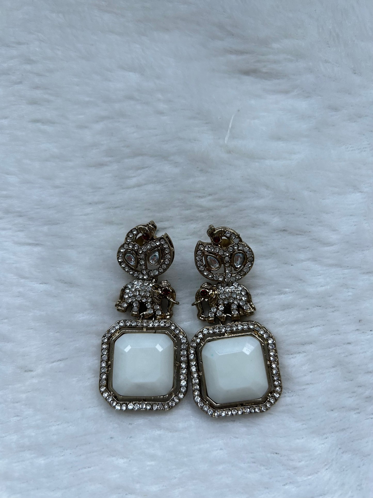 White Elephant Earrings