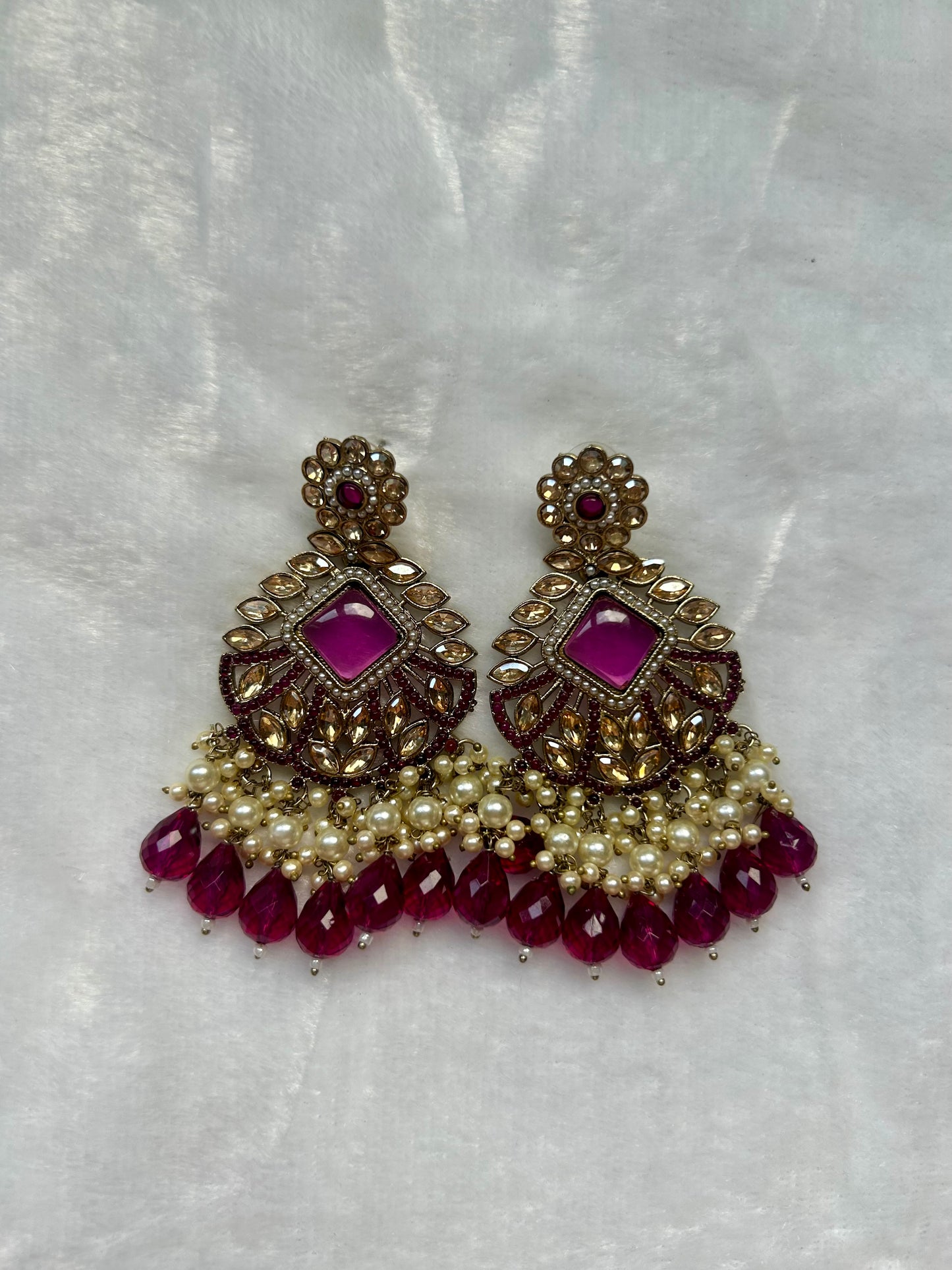 Dark Purple Kundan Earrings
