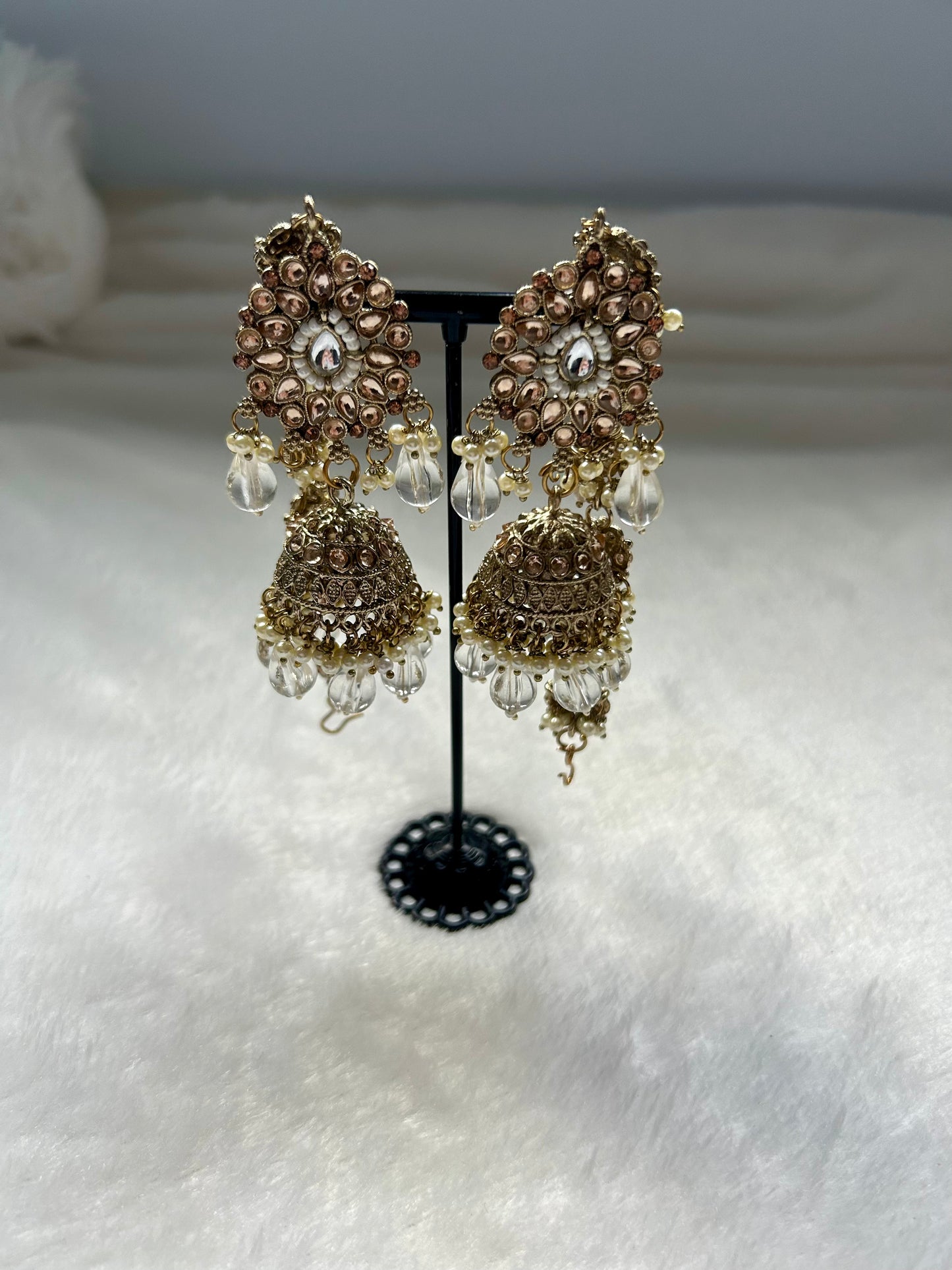 White Polki Sahara Earrings