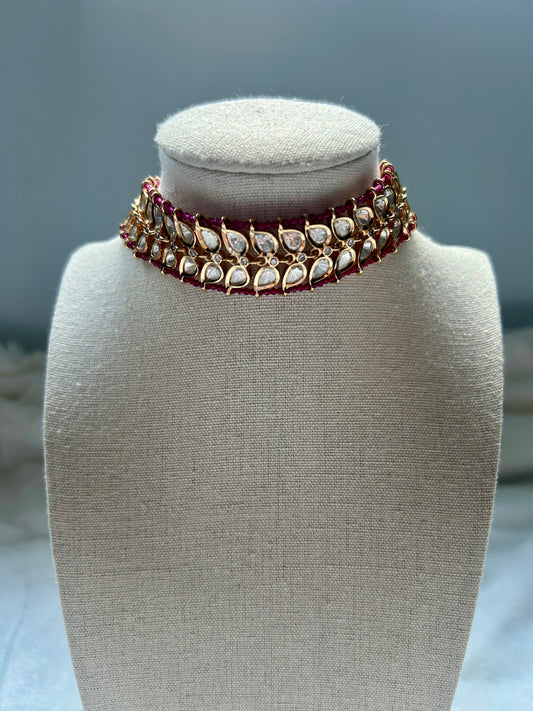ON HOLD Dark Hot Pink Tyaani Kundan Choker ONLY
