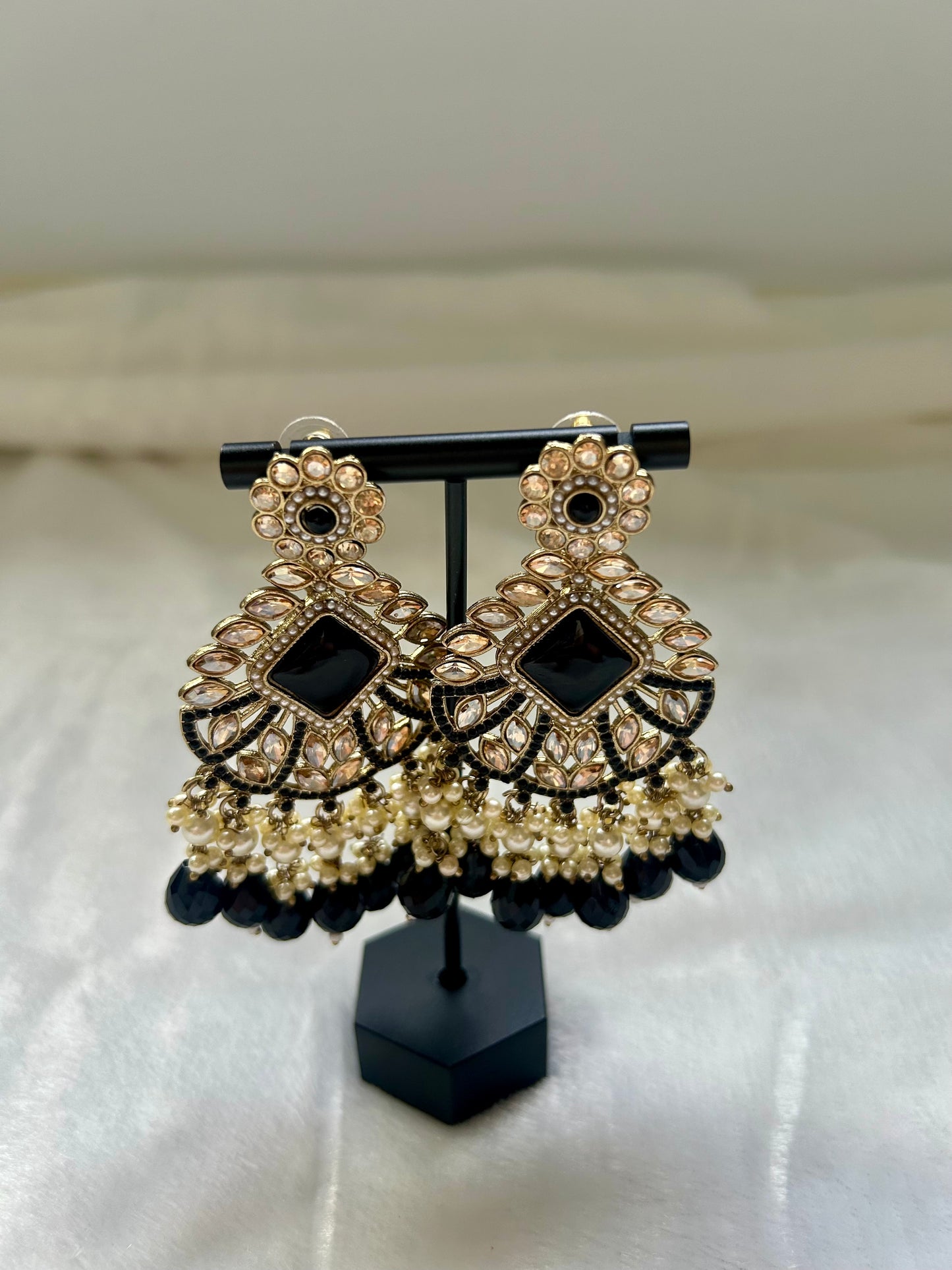 Black Kundan Earrings