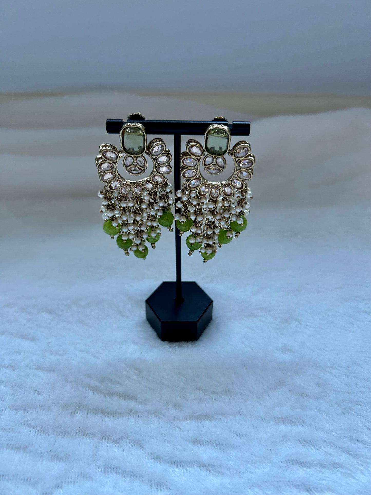 Green Polki Earrings