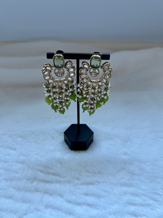 Green Polki Earrings