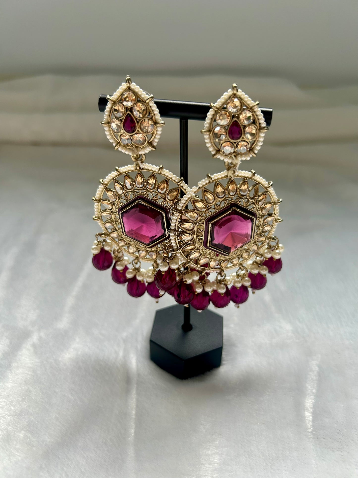 Dark Purple Kundan Earrings