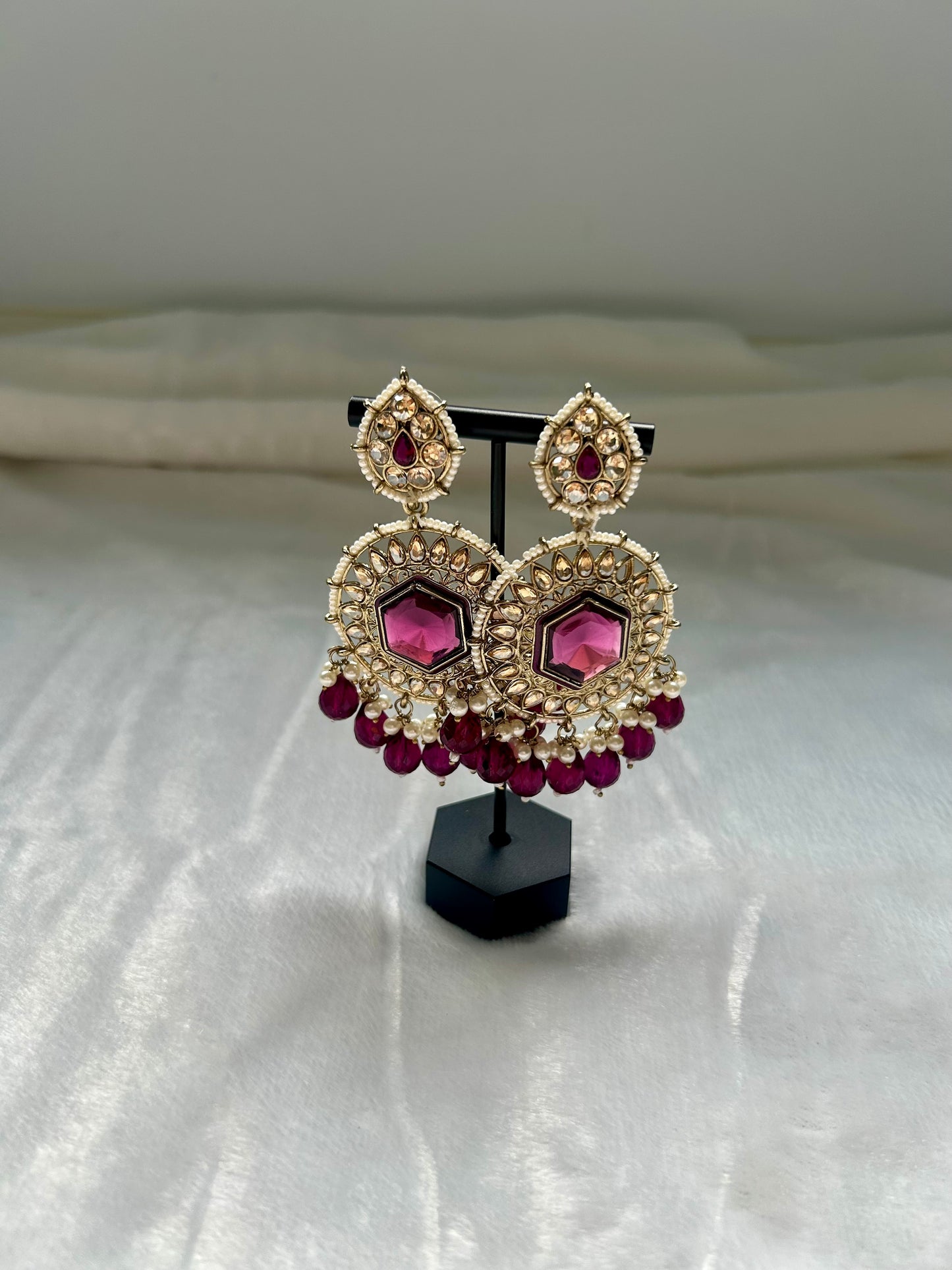 Dark Purple Kundan Earrings