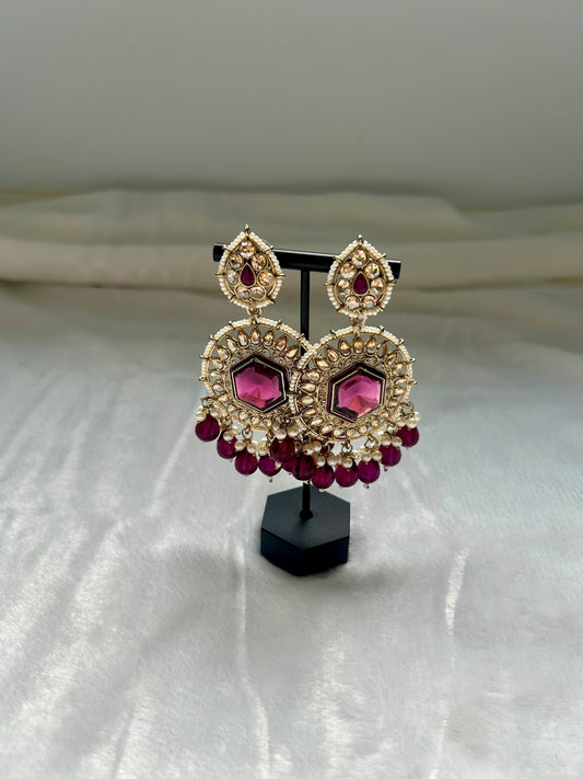 Dark Purple Kundan Earrings