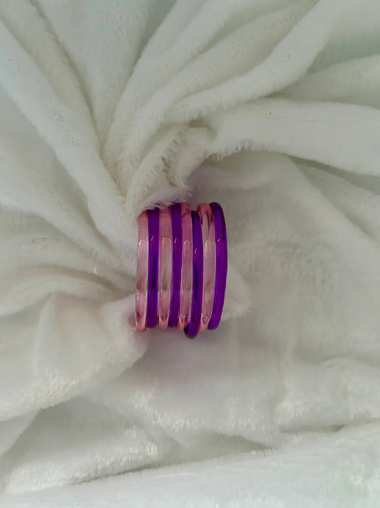 SIZE 2.4 Light Pink & Purple Jelly Bangles