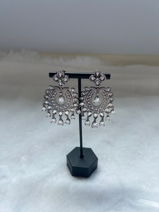 AD & Uncut Kundan White Earrings