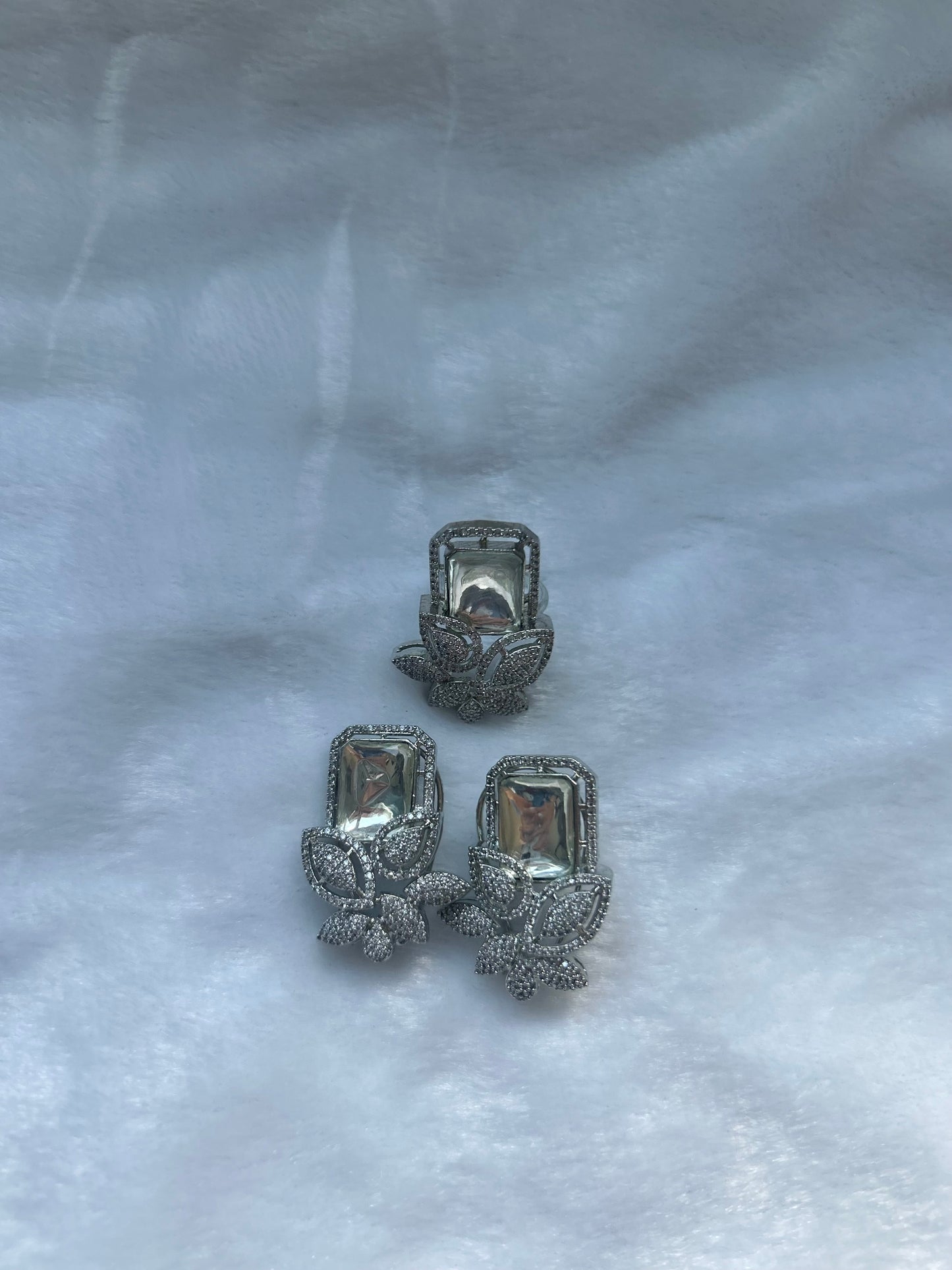 AD Silver Earrings & Ring Combo
