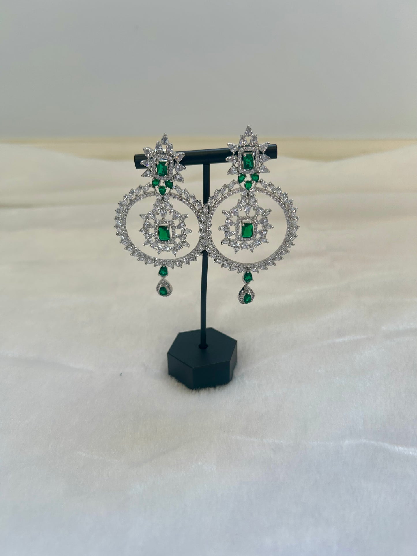 AD Emerald Green Chandbali Earrings