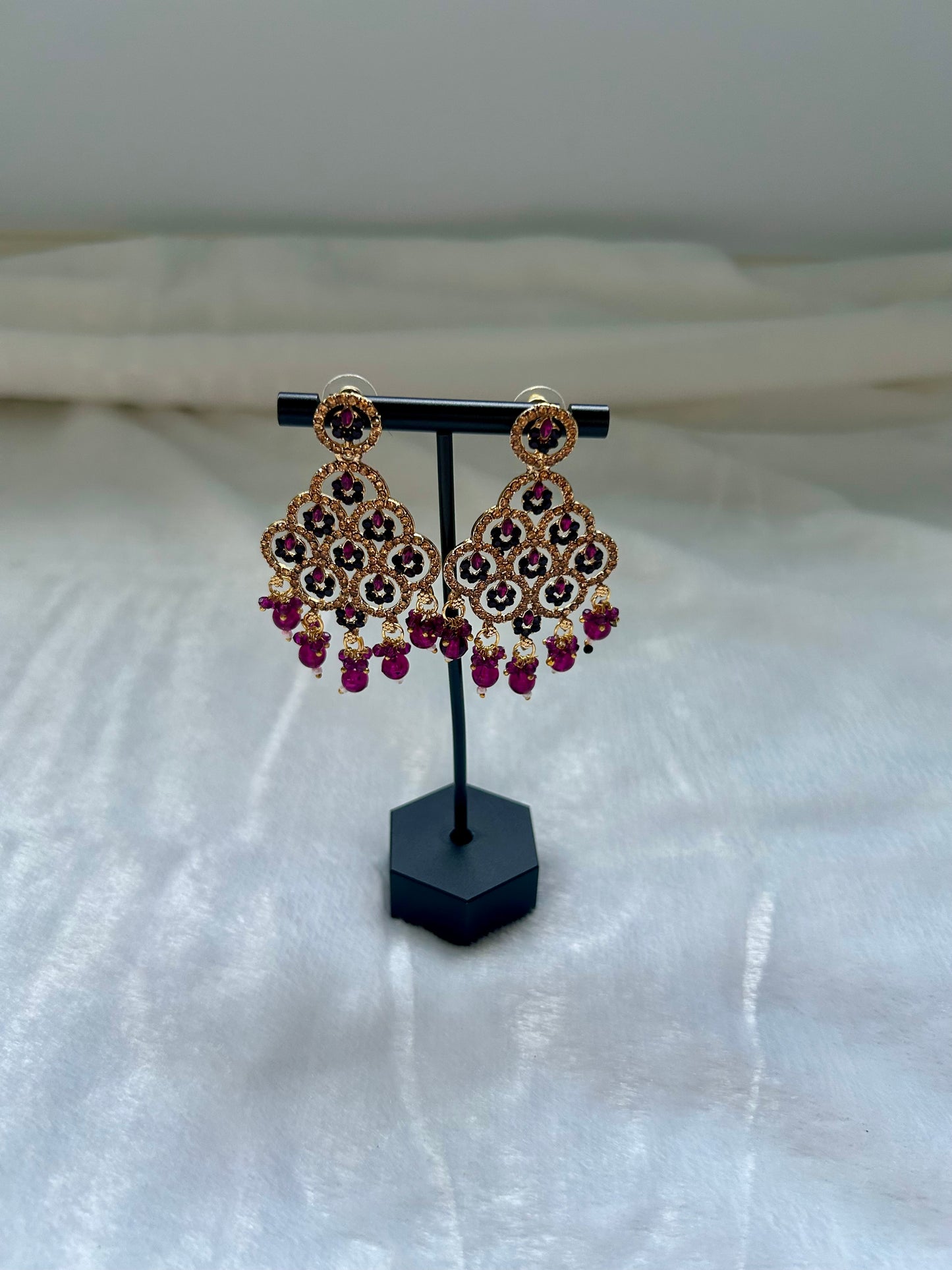 Dark Purple Polki Earrings