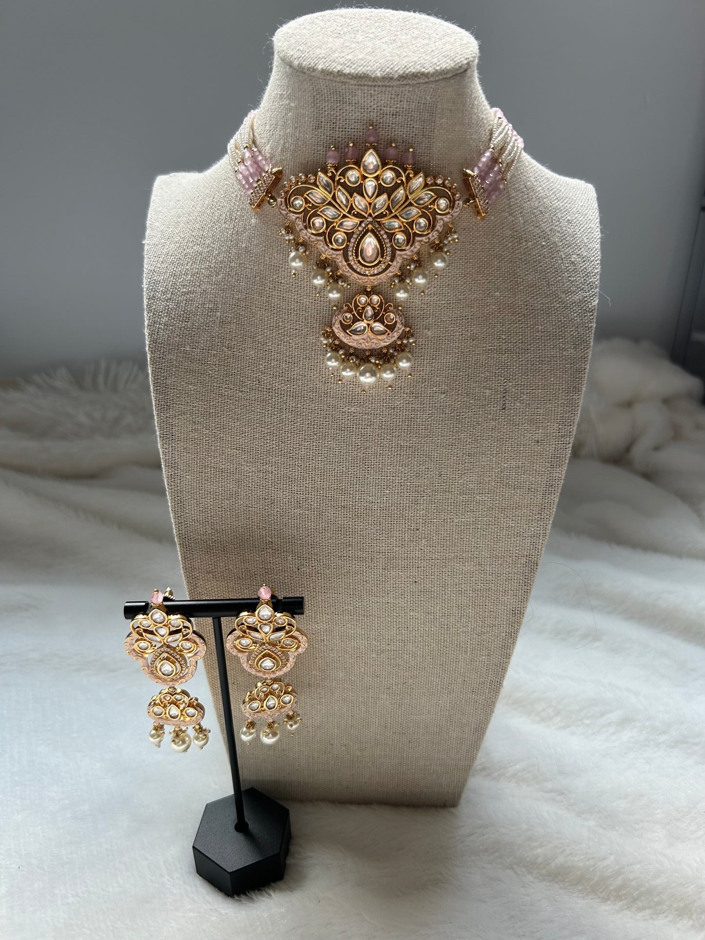 LUXE Uncut Kundan & Meenakari Choker Set