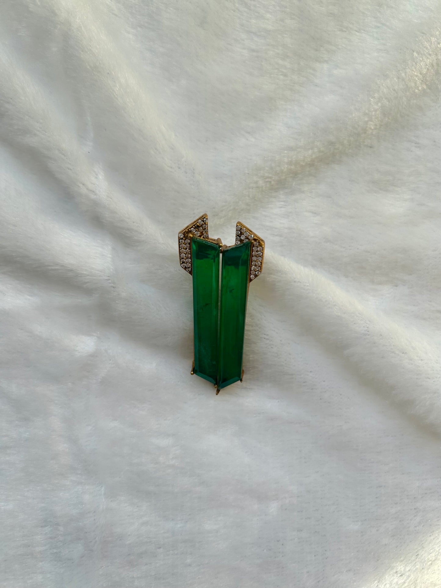 Emerald Green Doublet & Moissanite Kundan Earrings