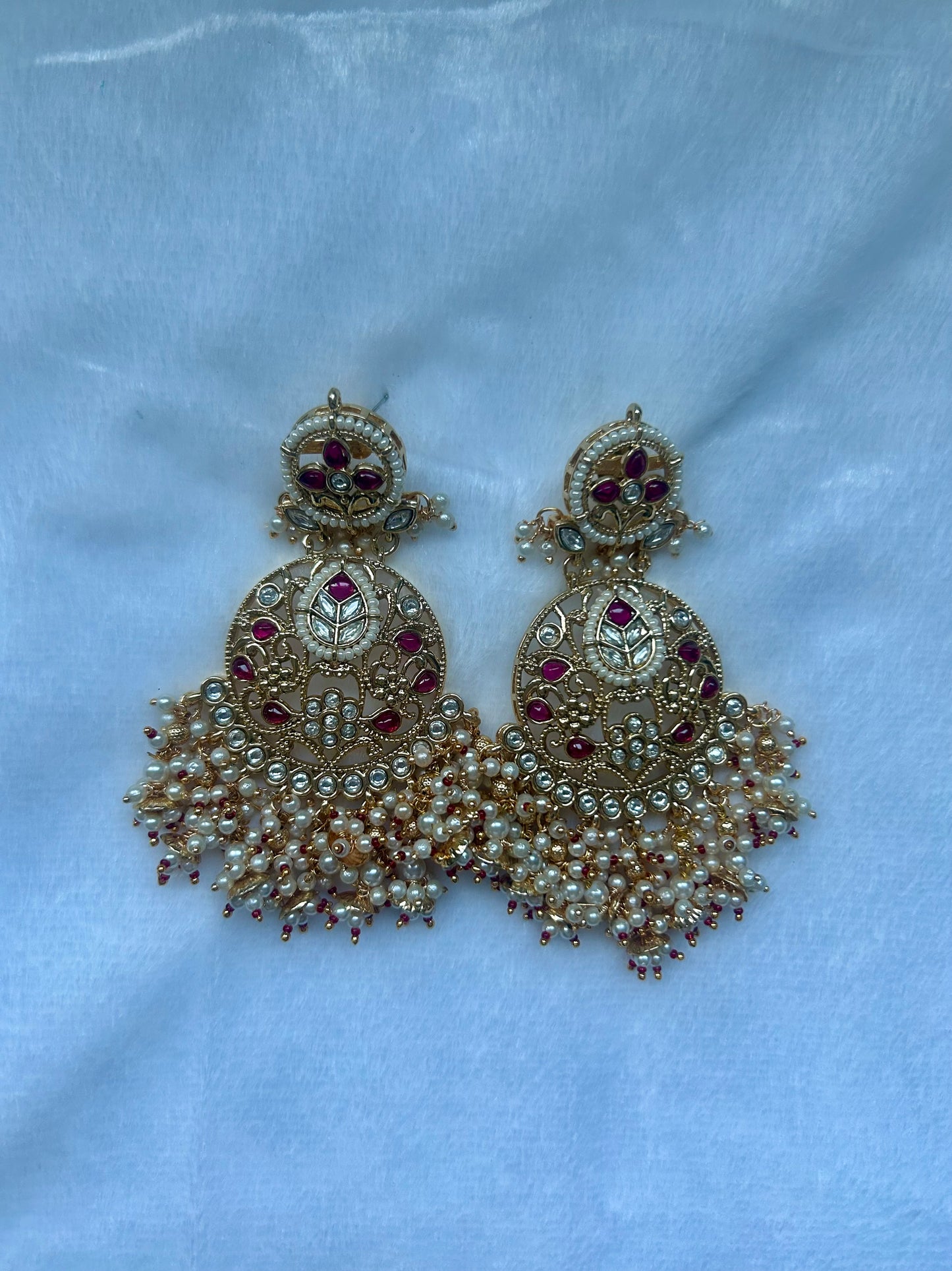 Oversized Red Kundan Earrings