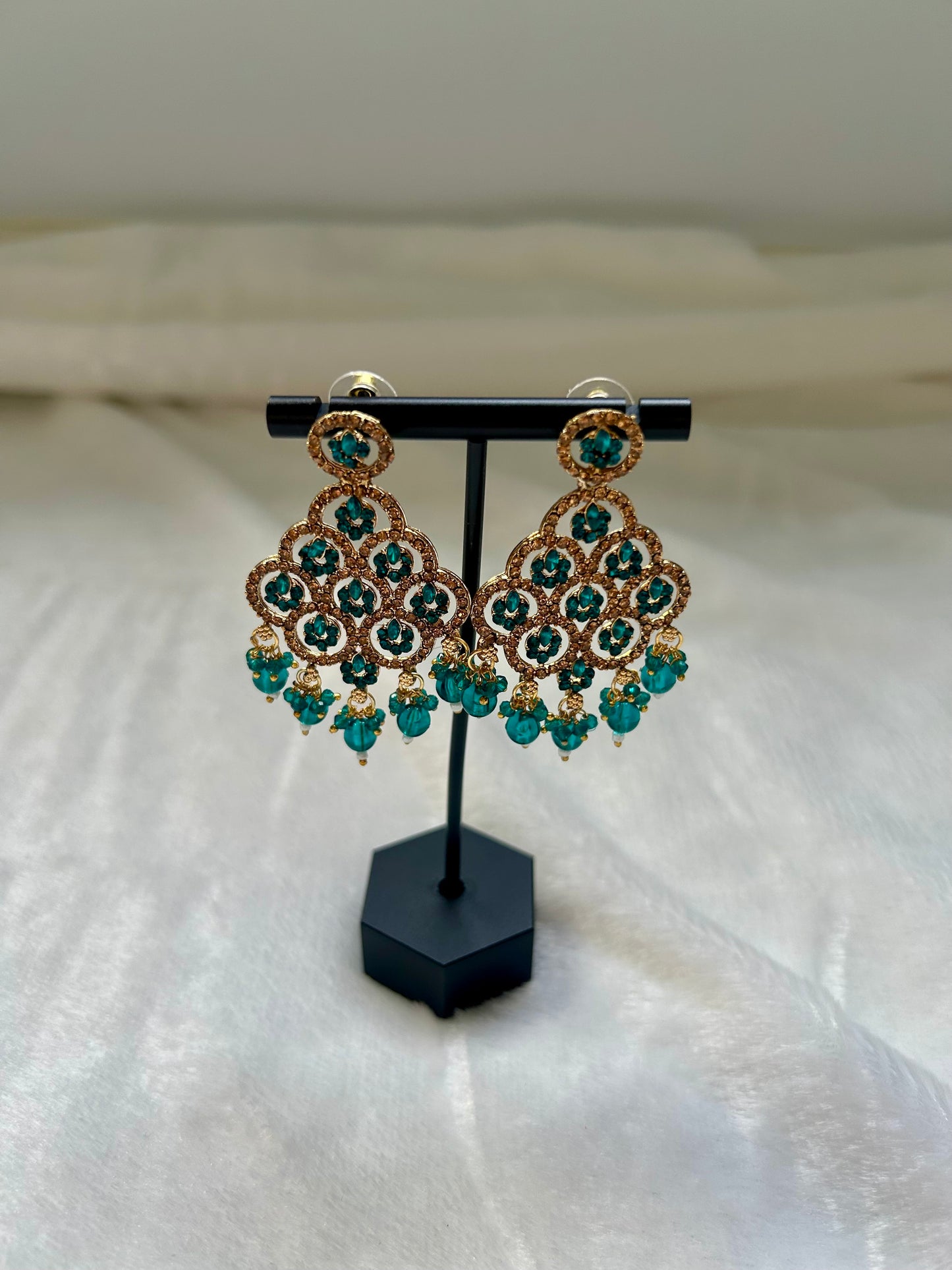 Teal Polki Earrings